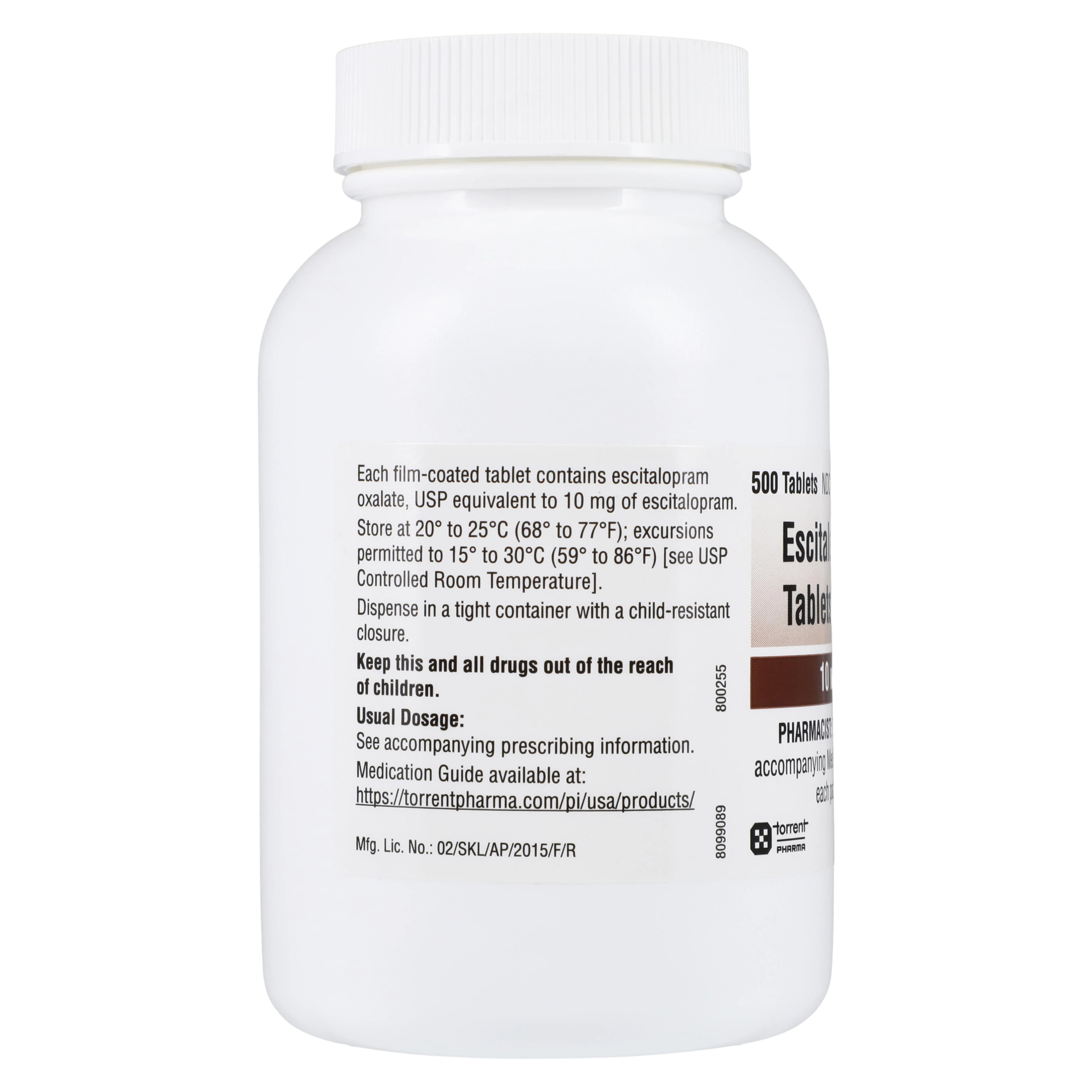 Escitalopram Oxalate Tablets 10 mg, 500 Count Bottle (Torrent Pharmaceuticals)
