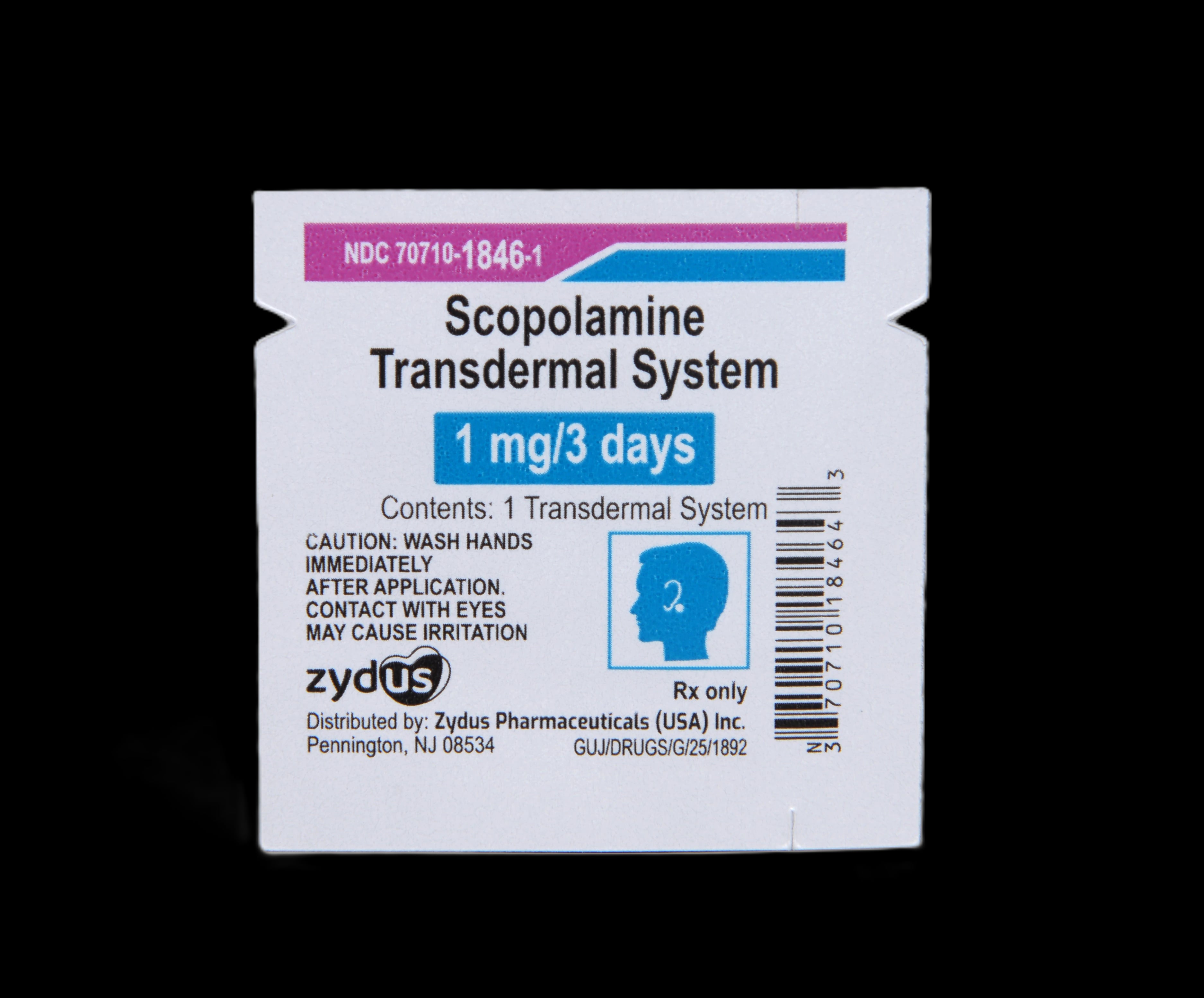 Scopolamine Transdermal System, 1mg/3 Days, Unit Dose, 4/Package