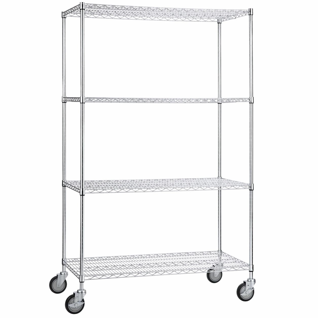 R&B Wire Products Rolling Wire Shelving Cart, 18" x 36" x 68", 5" Casters