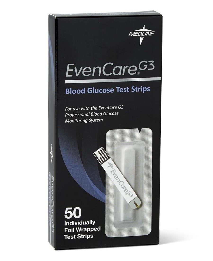 EvanCare G3 Blood Glucose Test Strips, 50/Box