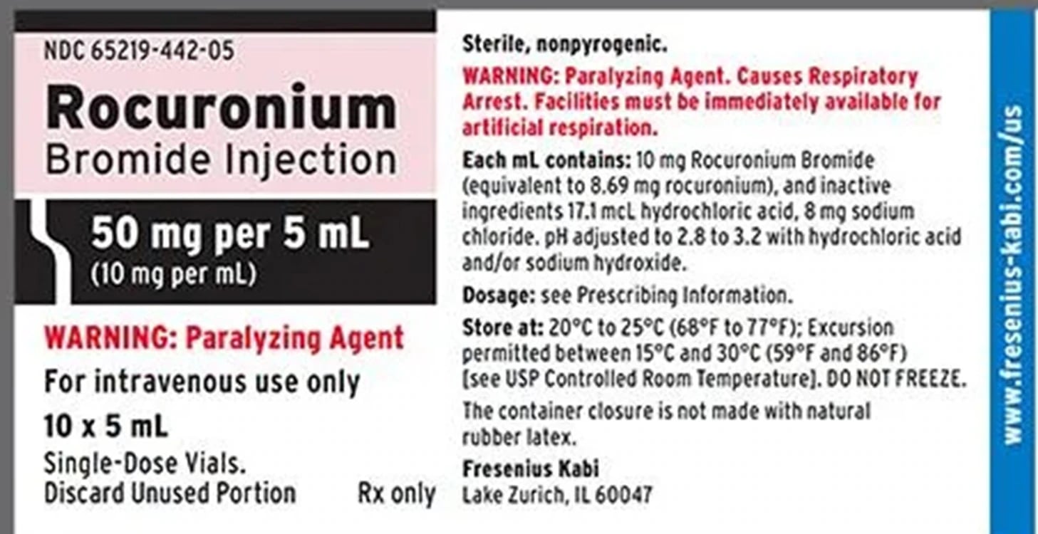 Rocuronium Bromide Injection, 10 mg/mL, Single-Dose Vial, 5 mL, Room Temperature Stable, 10/Package