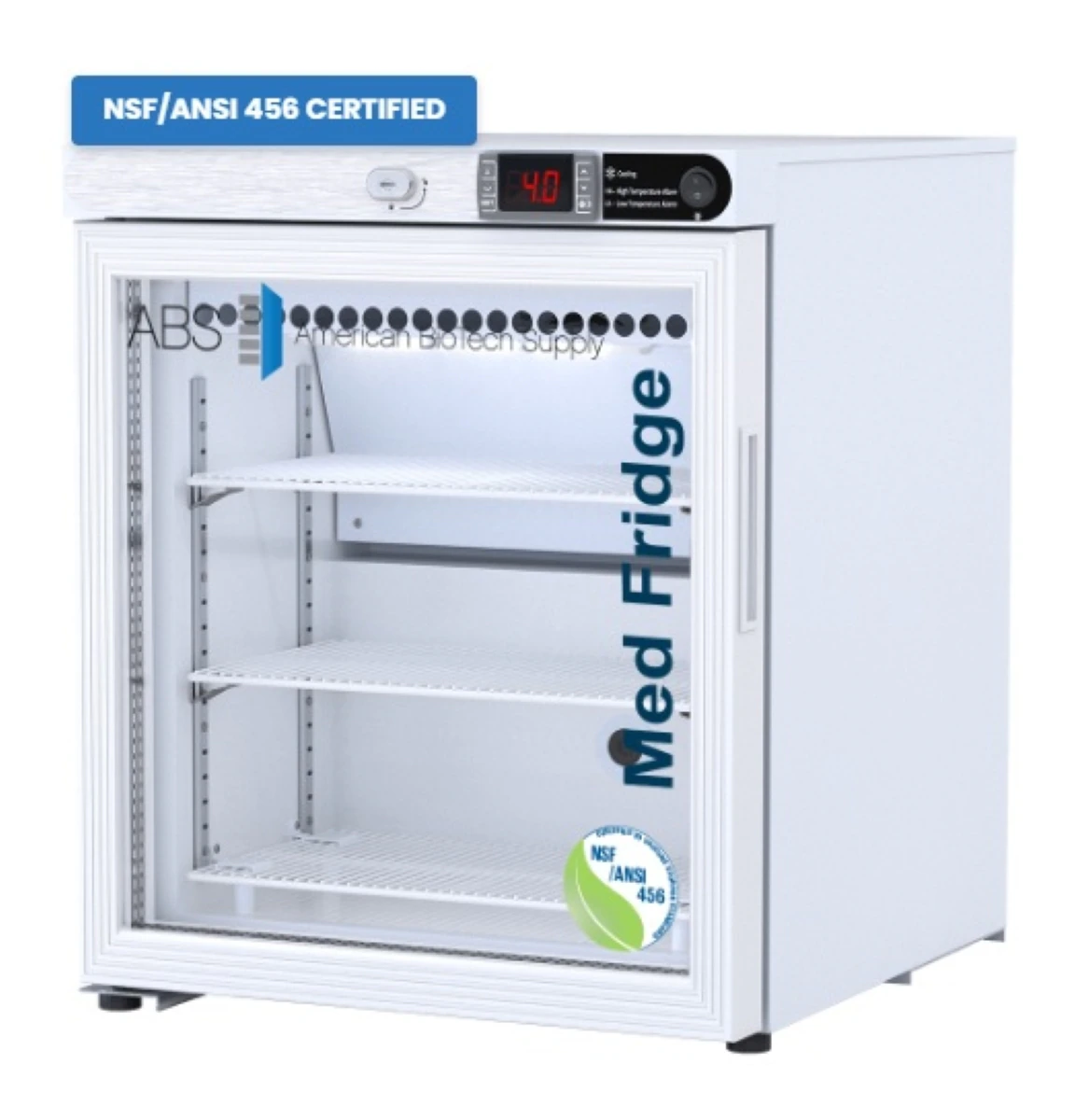 American Biotech Supply Vaccine Refrigerator, Countertop, 1 Cu Ft, Glass Door, Left Hinge