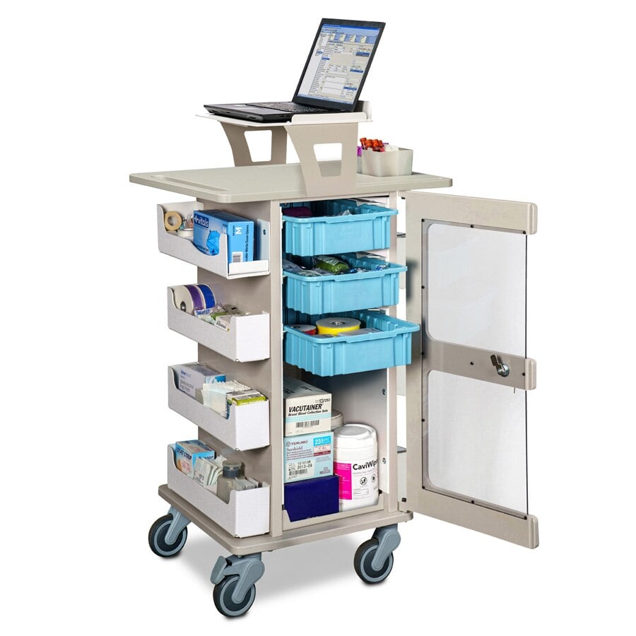 Clinton Industries Phlebotomy Cart, 25.25" x 19" x 37.5", 4 Swivel Casters with 2 Locking, Door Key Lock
