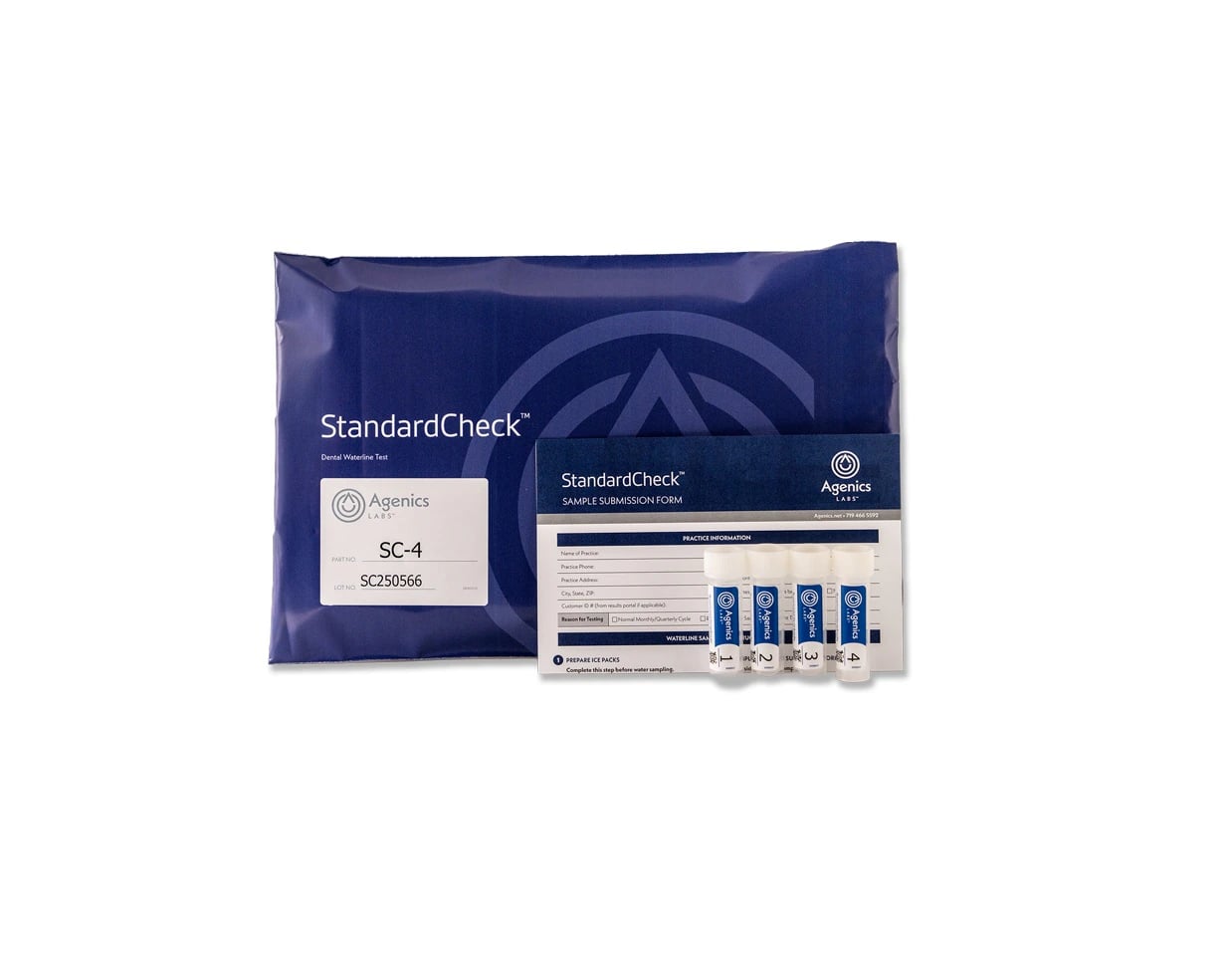 Healthfirst StandardCheck R2A Mail-In Waterline Test Kit, 4 Vials with OnTraq Reporting, 4/Package, 01KZ65A7A1X35YKV6B5C2BN0EZ