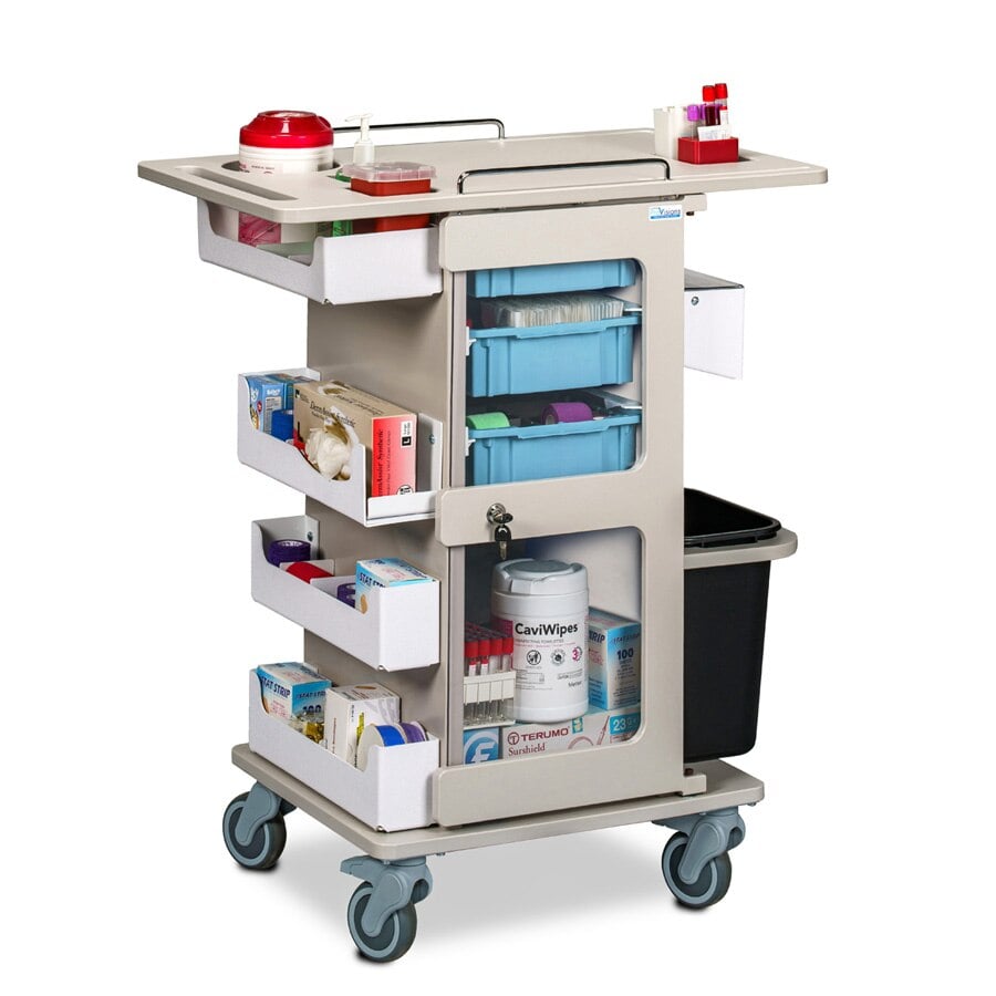 Clinton Industries Phlebotomy Select Cart, 32x19x37.5", 4 Swivel Casters with Locking Key Lock