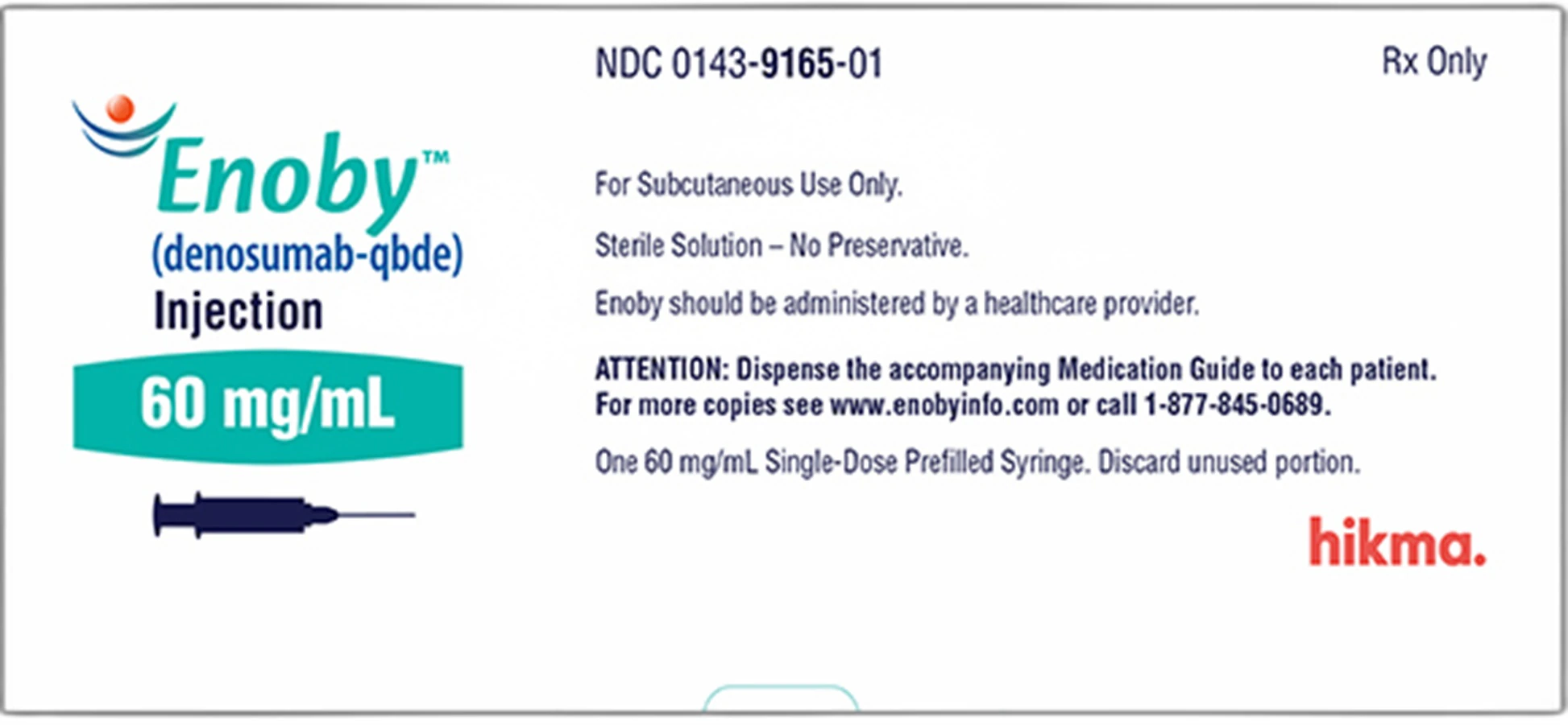 Enoby Injection 60mg Prefilled Syringe 1mL, PFS