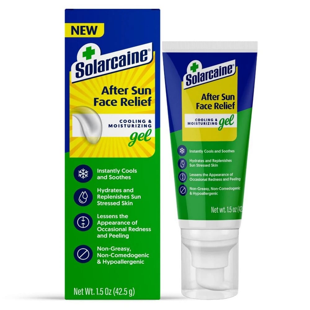 Solarcaine After Sun Face Relief Gel, Hypoallergenic, 1.5 oz Tube, 24/Case