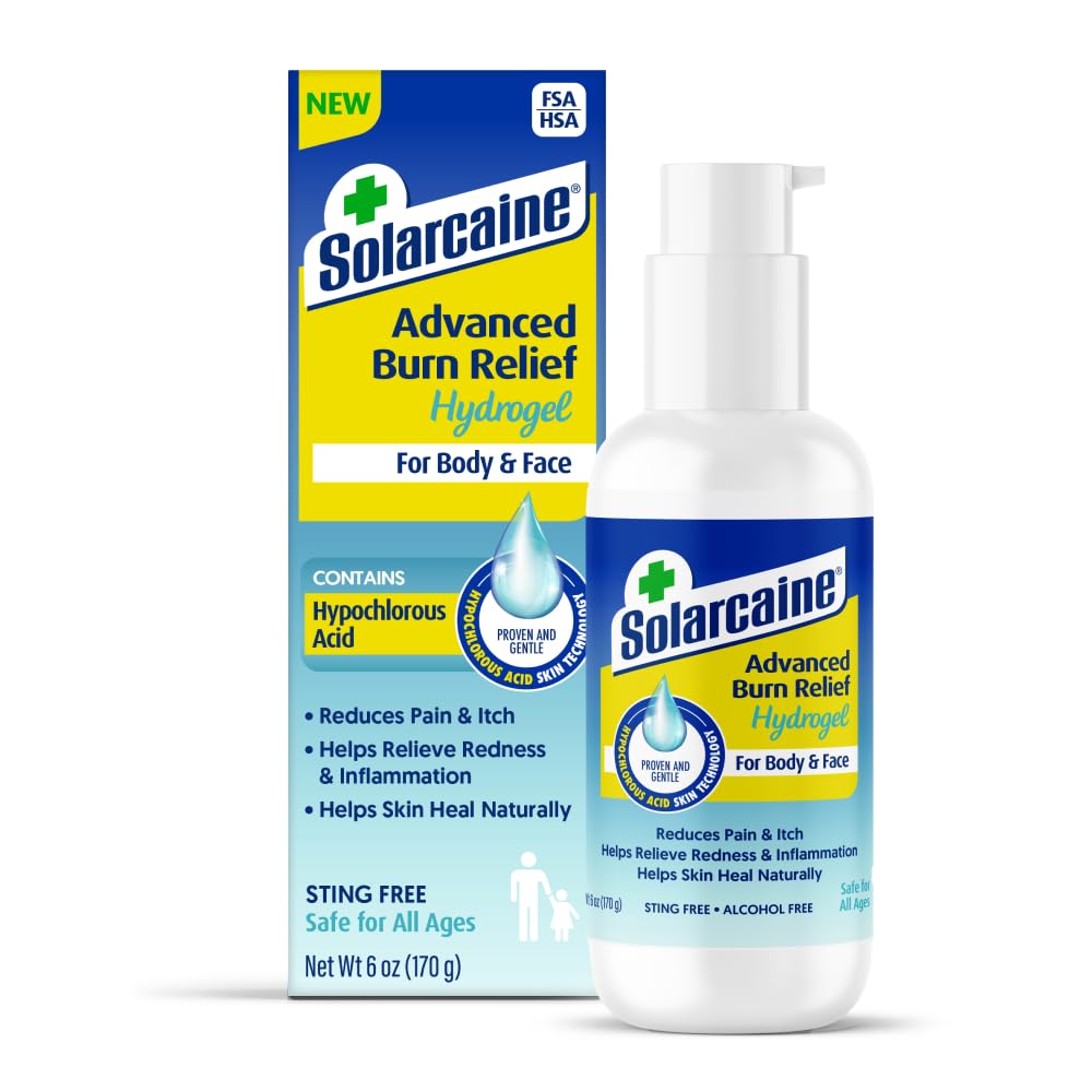 Solarcaine Advanced Burn Relief Hydrogel, Hypochlorous Acid, 6 oz Pump Bottle, 24/Case