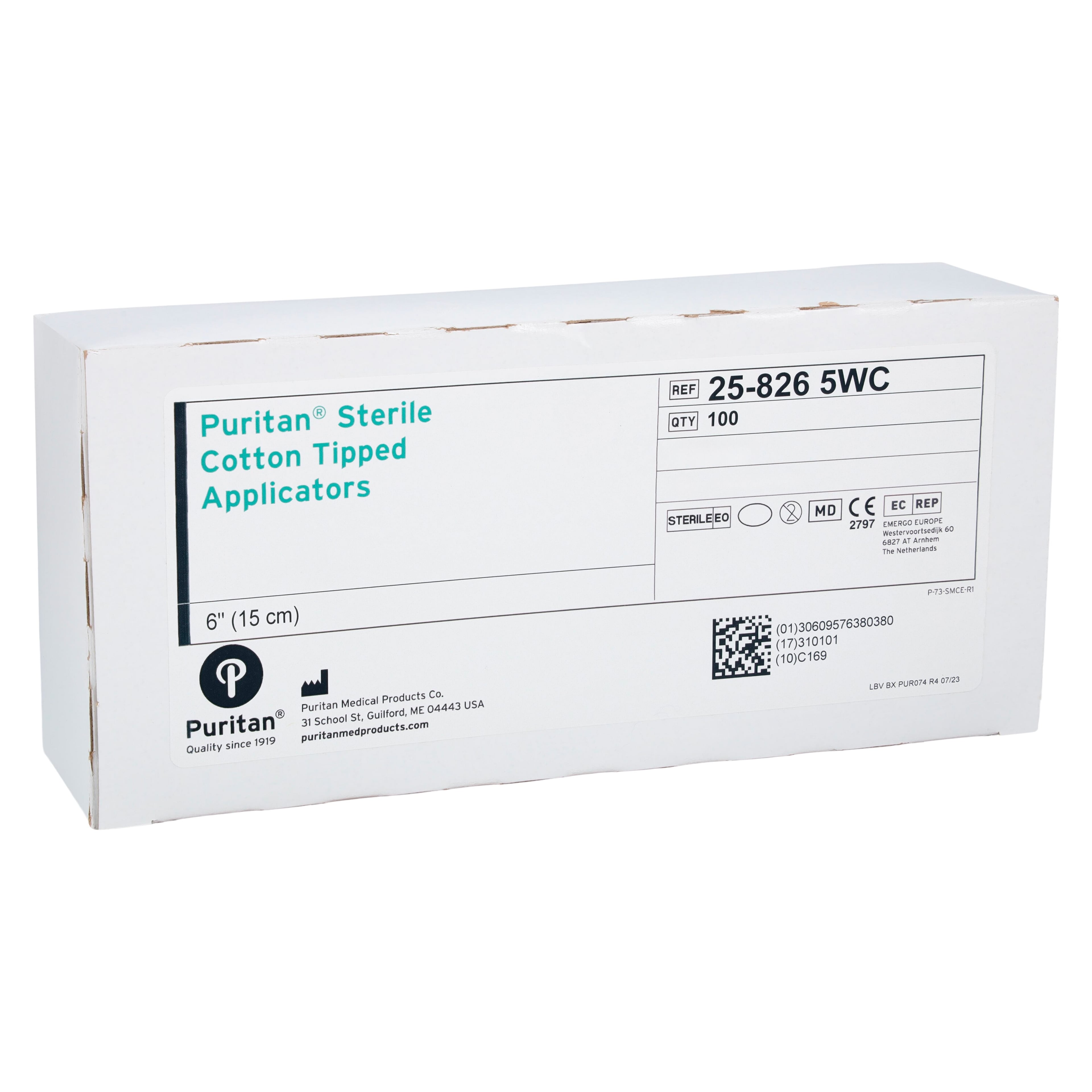 Puritan Bennett Mini Applicator Cotton Tip, 6" Wooden Handle, Sterile, 100/Box, 01KZ65A7A2ZKRQ2K9BVBRSQ3RW