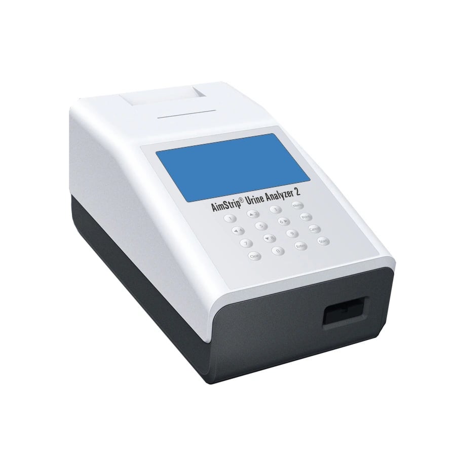 AimStrip Urinalysis Bundle with AimStrip Analyzer II, 10-SG Test Strips (2 x 100), MACRE Test Strips (25), Liquid Controls, Printer Paper, CLIA Waived