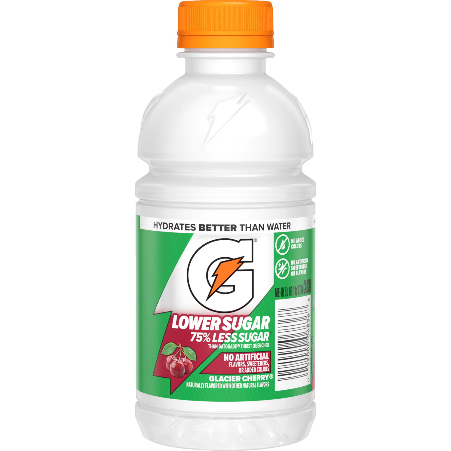 Gatorade Lower Sugar Oral Electrolyte Replenishment Sports Beverage, Glacier Cherry, 12 oz Bottle, 24/Case