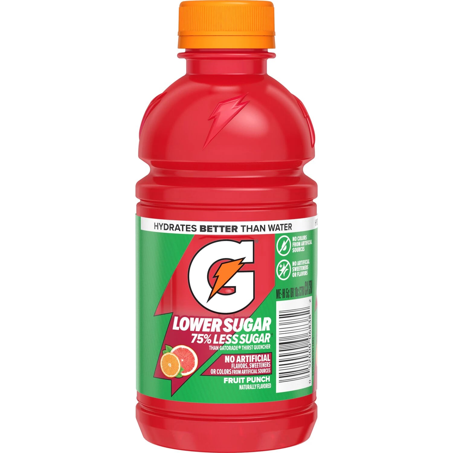 Gatorade Lower Sugar Thirst Quencher, Fruit Punch, 12 oz Bottle, 24/Case