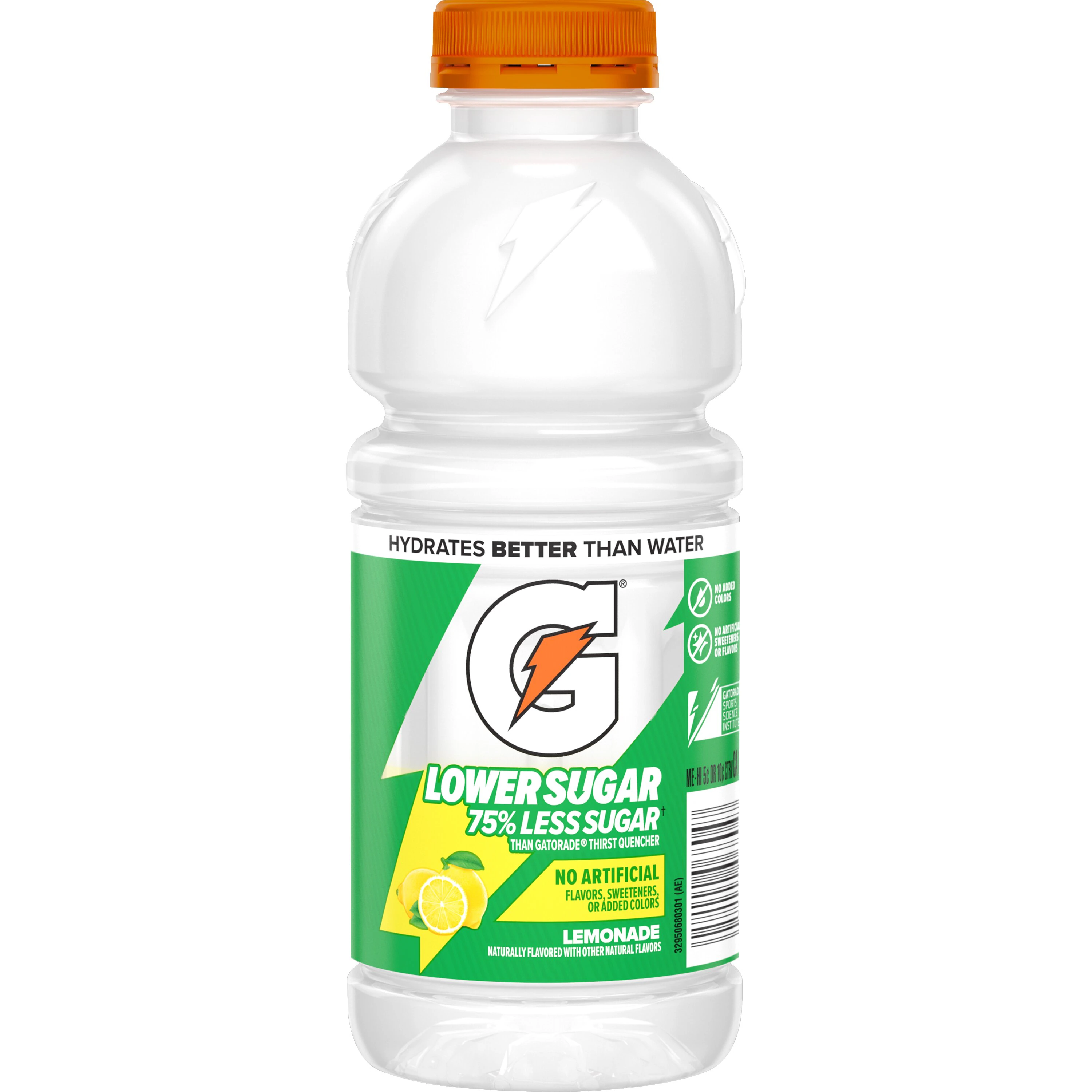 Gatorade Lower Sugar Lemonade Sports Beverage, 20 oz Bottle, 24/Case