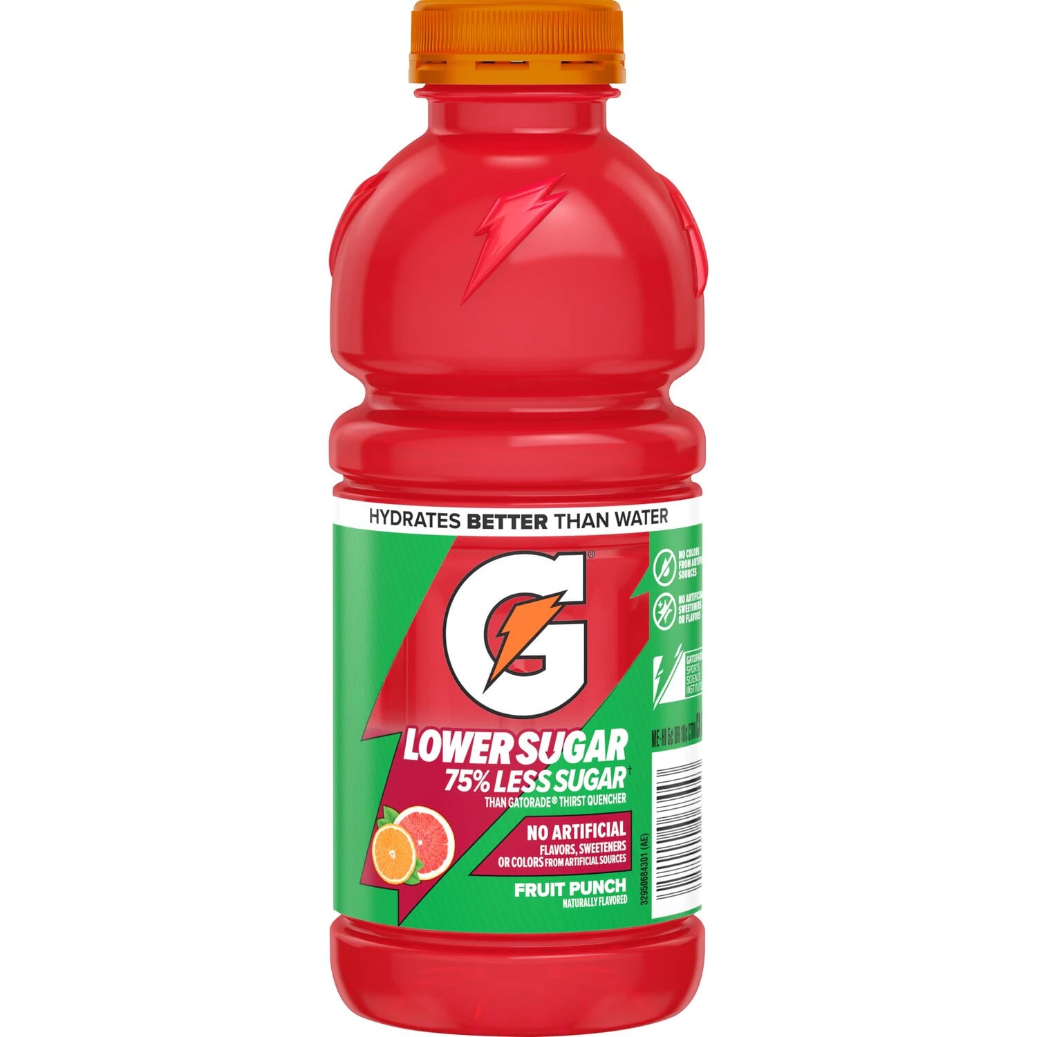 Gatorade Lower Sugar Thirst Quencher, Fruit Punch, 20 oz Bottle, 24/Case