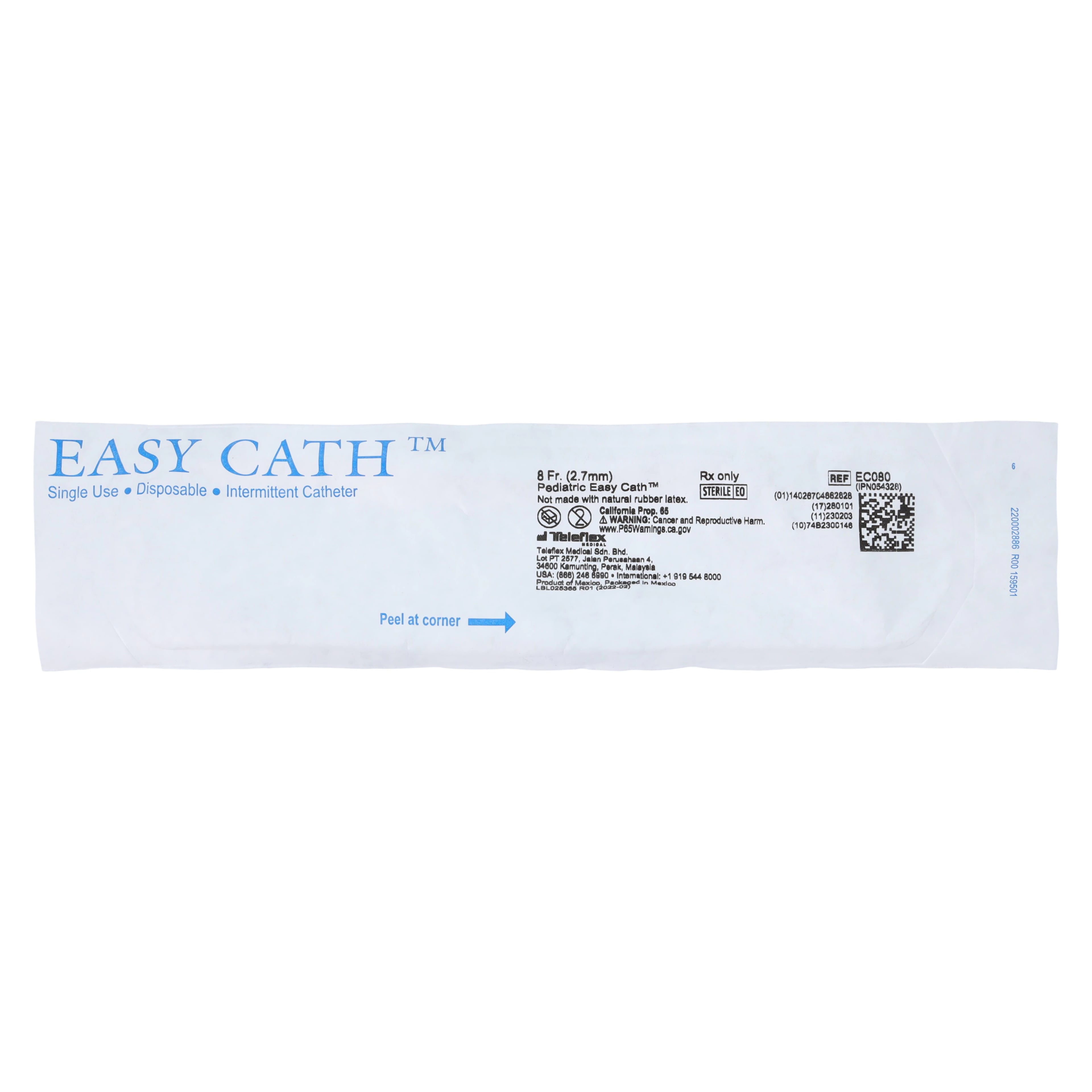 Teleflex EasyCath Self-Cath Intermittent Catheter, Straight Tip, PVC, 8 Fr
