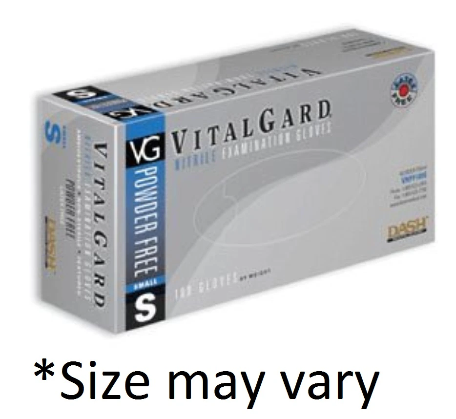 VitalGard® Nitrile Exam Gloves, Powder Free, Latex Free, Non-Sterile, Textured, Blue, XX-Large (2XL), 100/Box, VNPF100XXL