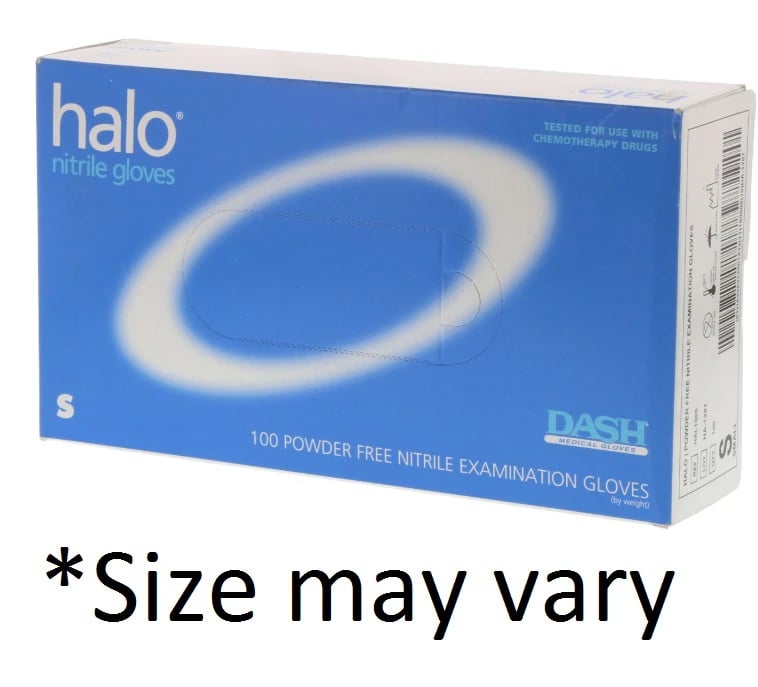 Halo Nitrile Exam Gloves, Powder-Free, Non-Sterile, Textured, Large, Blue, 100/Box, HAL100L