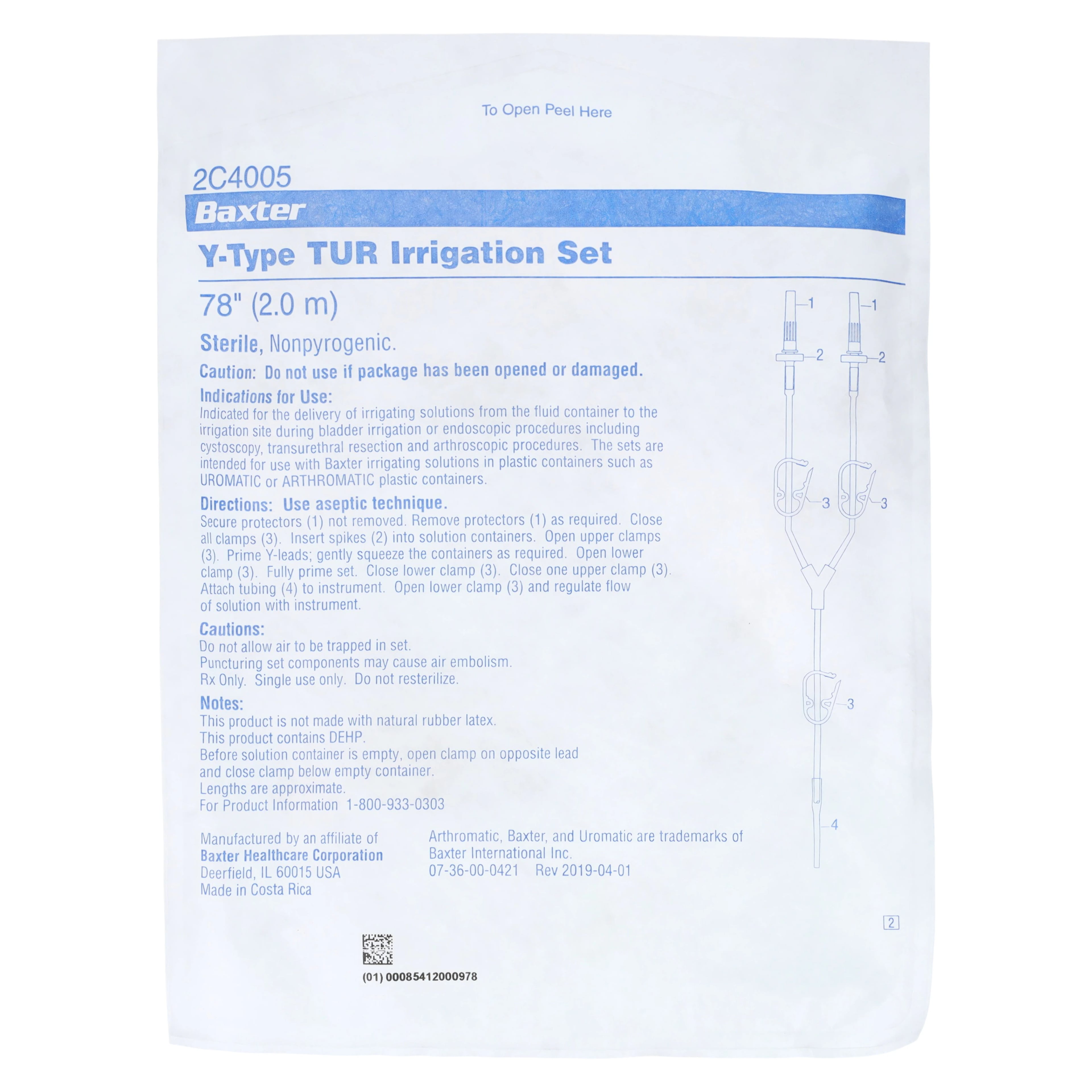 Baxter Y-Type Irrigation Set with Y-Port, PVC/DEHP