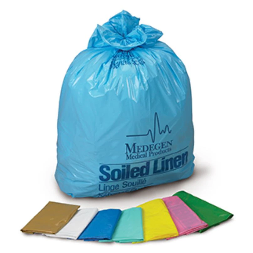 Medegen Linen Infectious Waste Bag, 1.1 mil, 30.5" x 41", Red/Yellow Star Seal, Polyethylene, Non-Sterile, Coreless Roll, 25/Roll, 10 Rolls, 250/Case