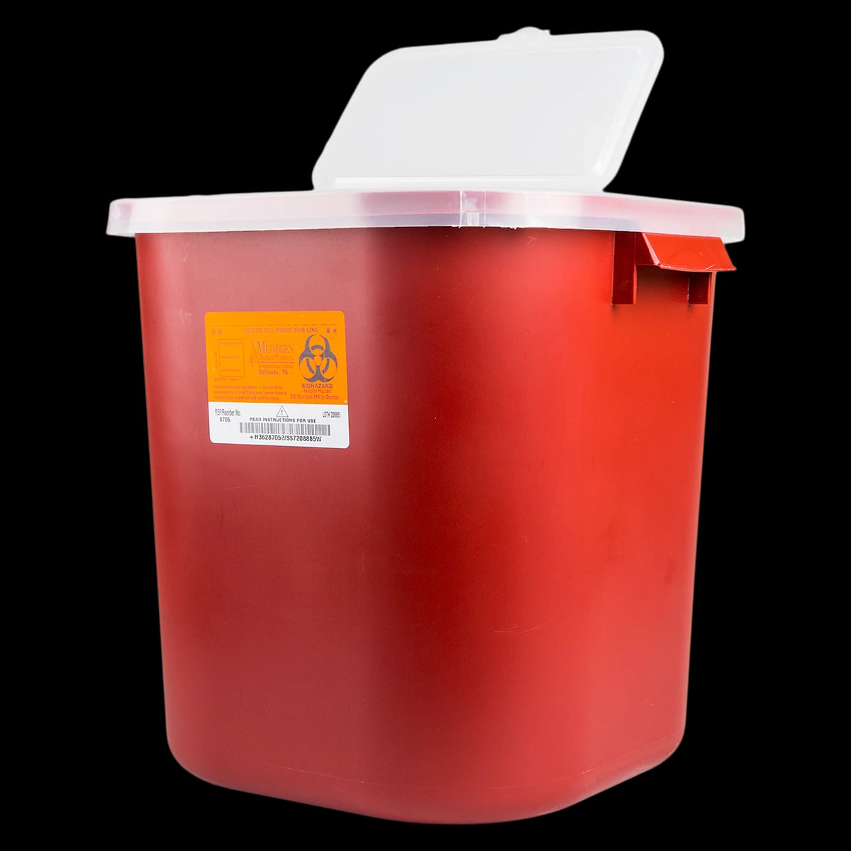 Medegen Sharps Container, Stackable, 8 Gallon, Red, Horizontal Drop, Polypropylene, 13-3/4" x 14" x 13-3/4", X-Large, Non-Sterile, Each