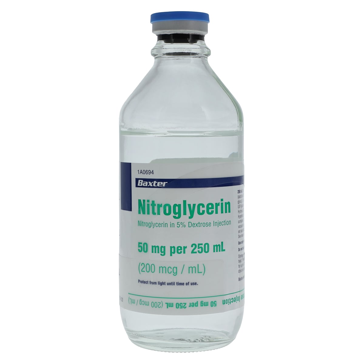 Nitroglycerin in 5% Dextrose Injection, 50 mg/250 mL (200 mcg/mL), 250 mL Bottle, 12/Package