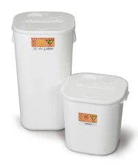 Medical Action Industries Chemotherapy Container, 16 Gallon, White, Locking Lid, Polypropylene, X-Large, Stackable, Reusable, 6/Case