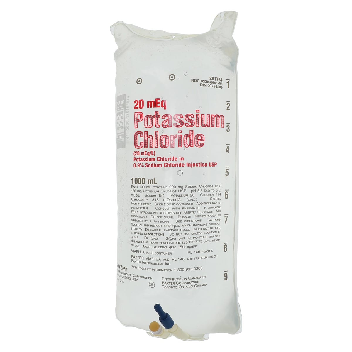 Baxter Potassium Chloride 0.9% Injection, 1000 mL IV Bag, 14/Case