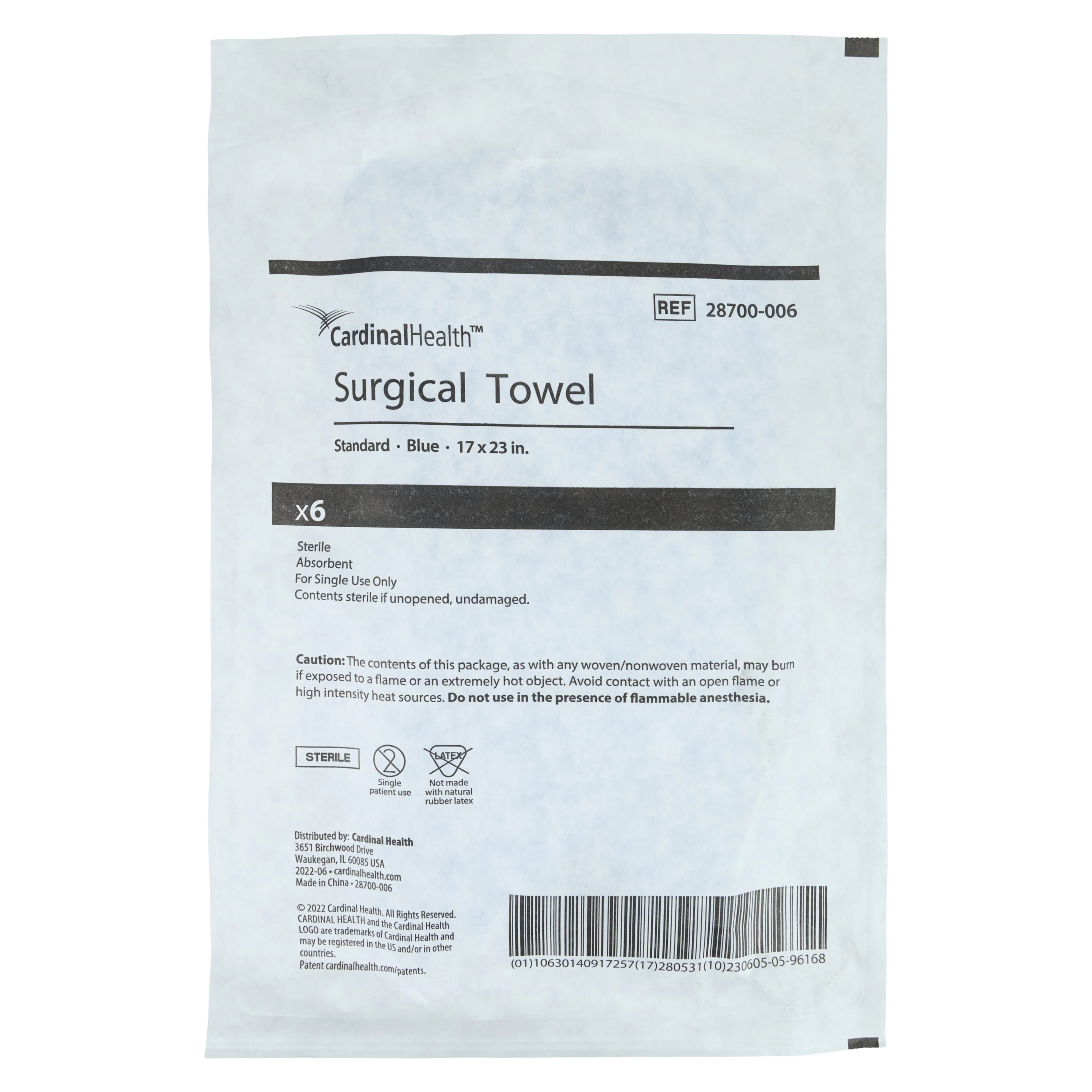 Cardinal Health Sterile Blue OR Towel, Disposable