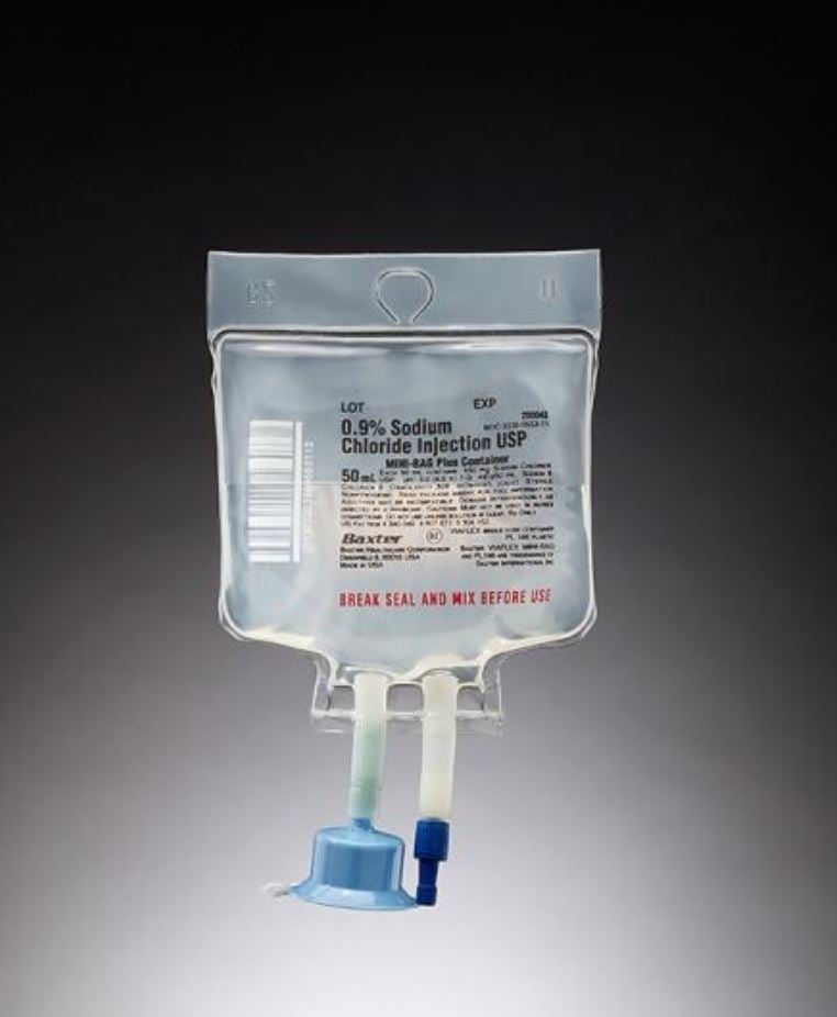 Baxter Viaflex Sodium Chloride 0.9% Injection Solution, 50 mL Mini-Bag, Multi-Pack, 80/Case