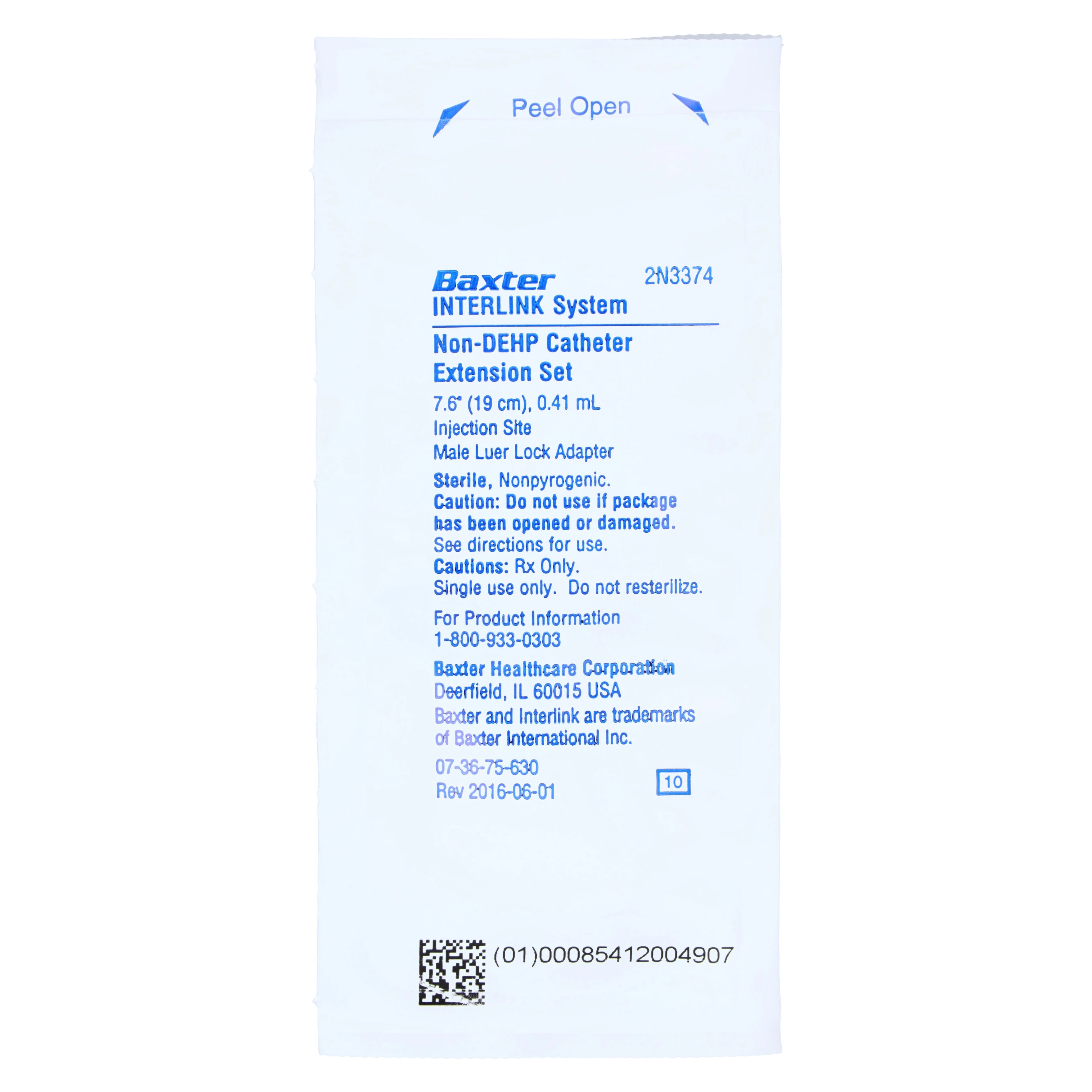 Baxter Interlink Extension Set, 8" Microbore, Male Luer Lock Adapter, Sterile, Non-DEHP, Latex-Free, 50/Box