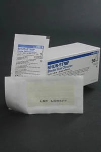 Shur-Strip Wound Closure Strip, Non-Woven Polyamide, 1/4" x 1-1/2", White, Adherent, Sterile, 50/Box