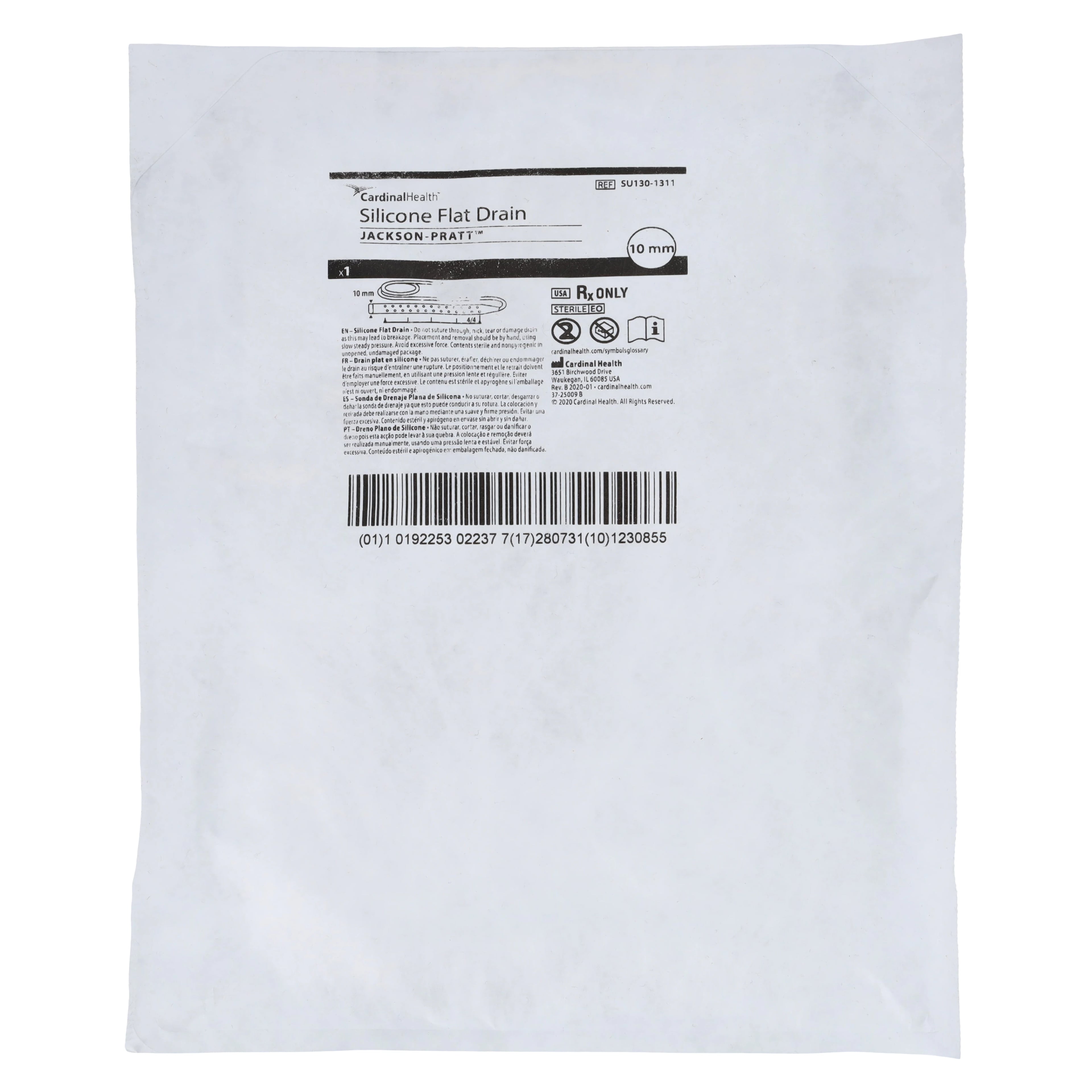 Cardinal Health Jackson-Pratt Silicone Wound Drain, Flat Tip, Full Perforated