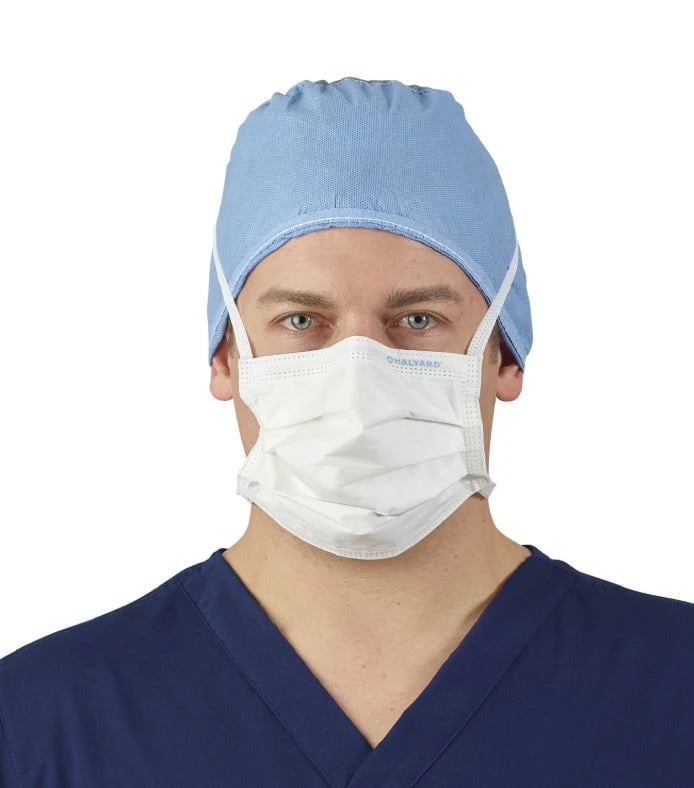THE LITE ONE Surgical Face Mask, Tie-On, Pleated, Blue, 50/Box
