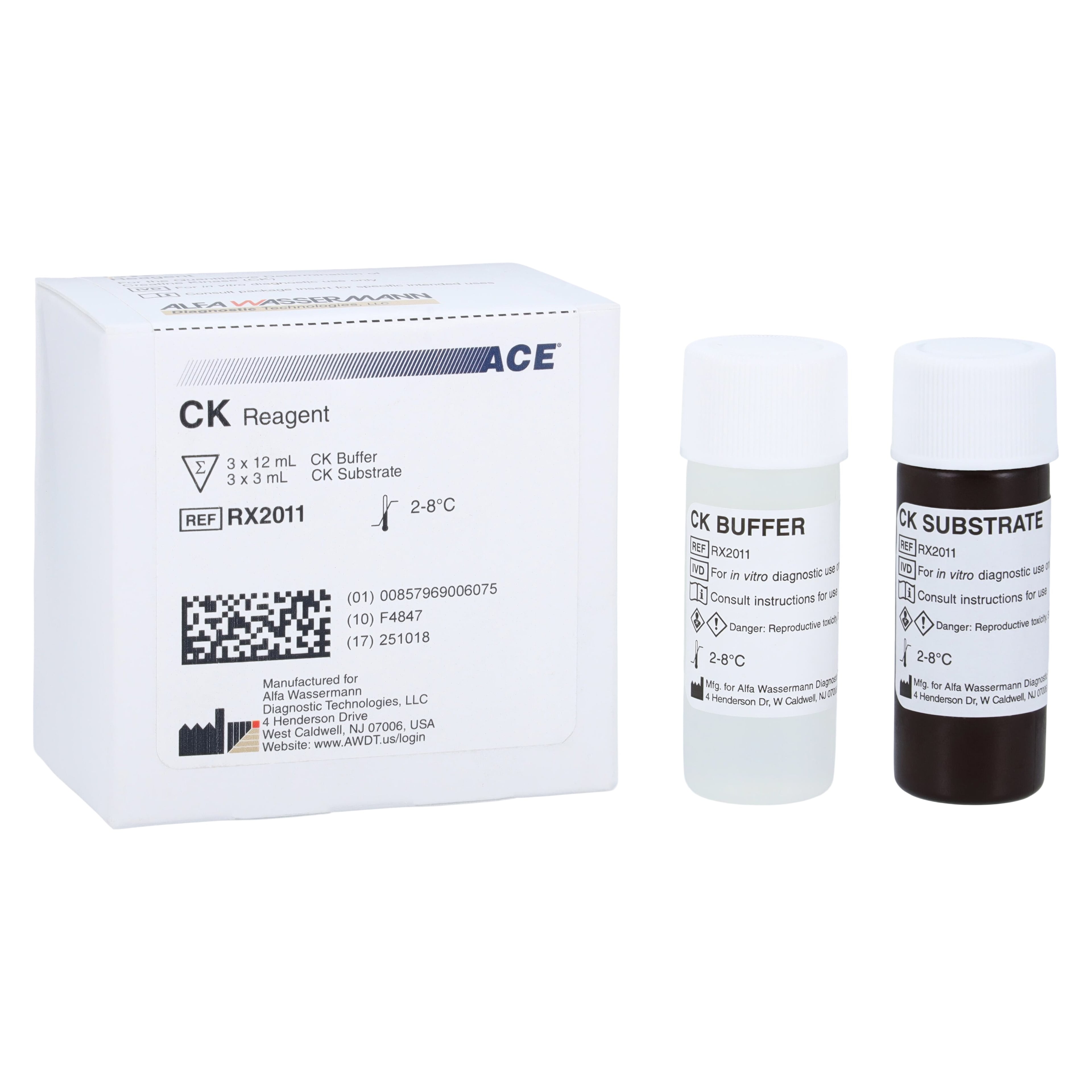 ACE CK New Reagent Set, Creatine Kinase, Reagent B 3x12mL/Substrate 3x3mL, 750 Count