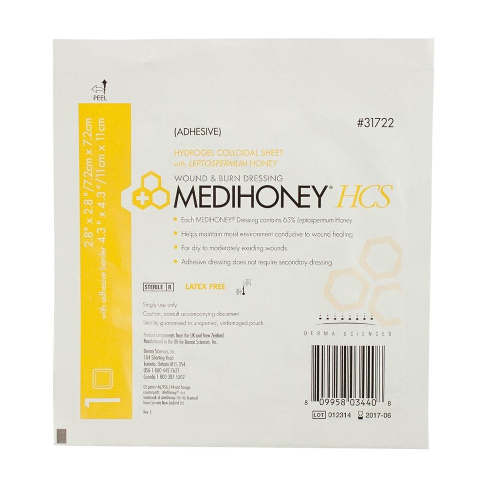 MediHoney HCS Polymer Pad Dressing, 2-4/5 x 2-4/5" Sheet, Non-Adhesive