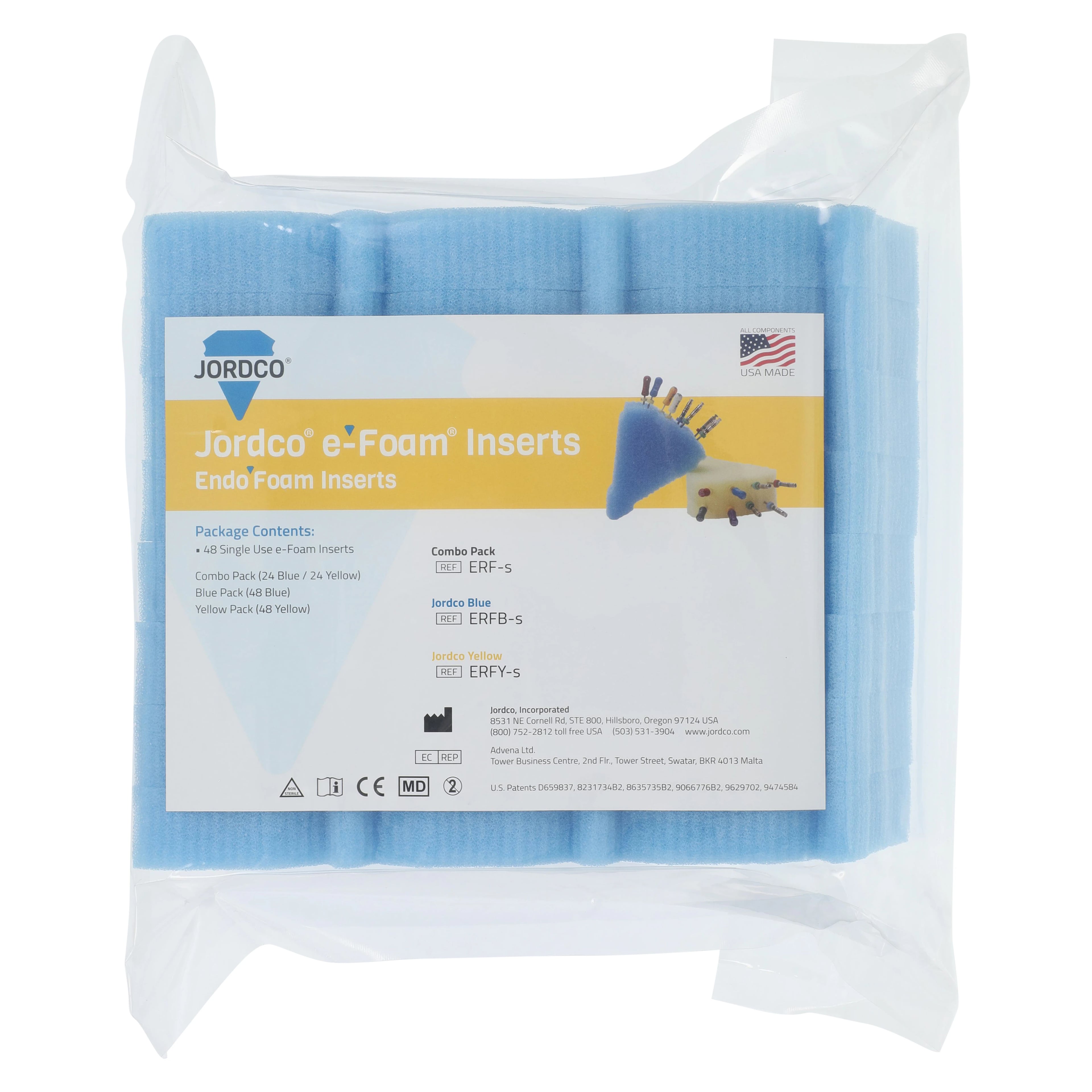 Jordco EndoRing e-Foam Inserts, Refill Pack, Blue, 48/Pk, ERFB-S