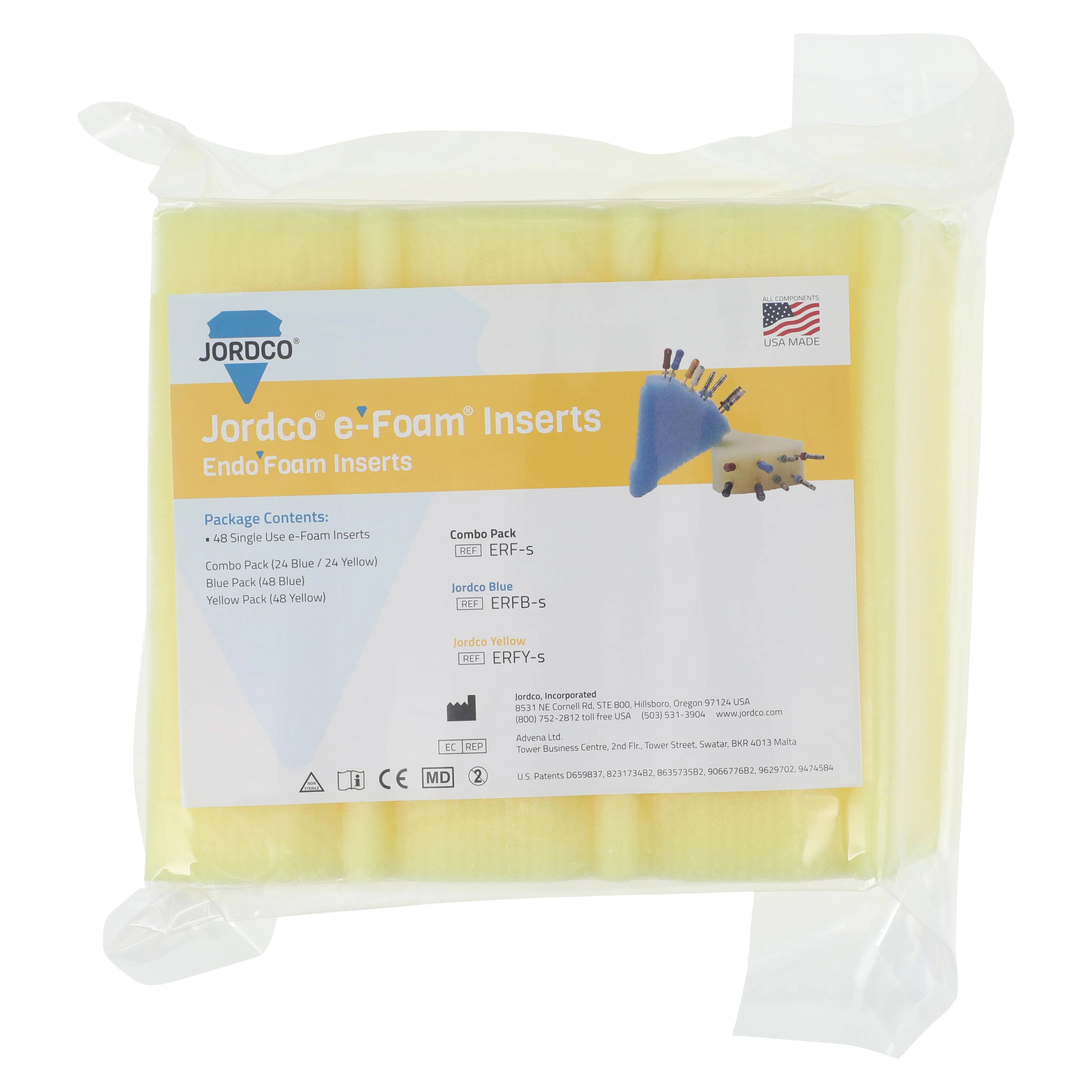 Jordco EndoRing e-Foam Inserts, Yellow, 48/Pkg, ERFY