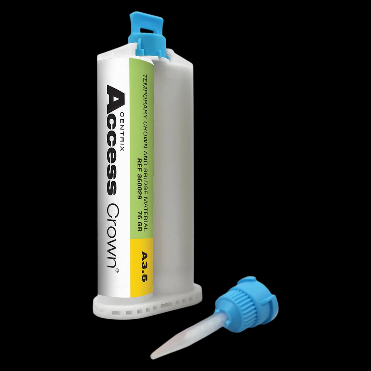 Access Crown® Temporary Crown and Bridge Material, Bis-Acryl Automix Cartridge Refill, Bleach Shade, 76g, 1 Cartridge + 10 SuperMixer™ Nozzles, 360038
