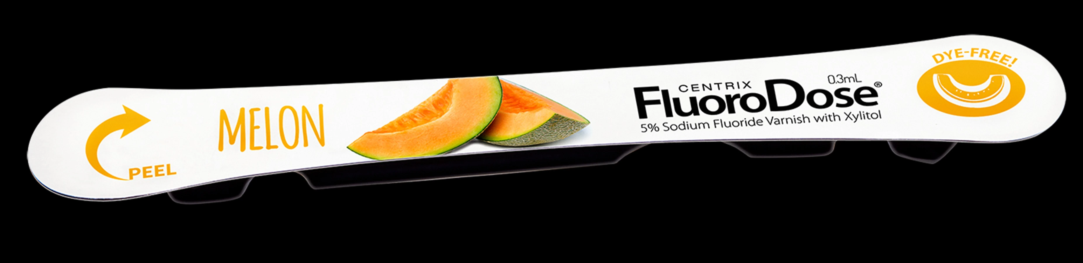 FluoroDose Fluoride Varnish, 5% Sodium Fluoride, Melon Flavor, 0.3 mL Single-Dose LolliPack with Benda Brush, 120/Pkg, 360107