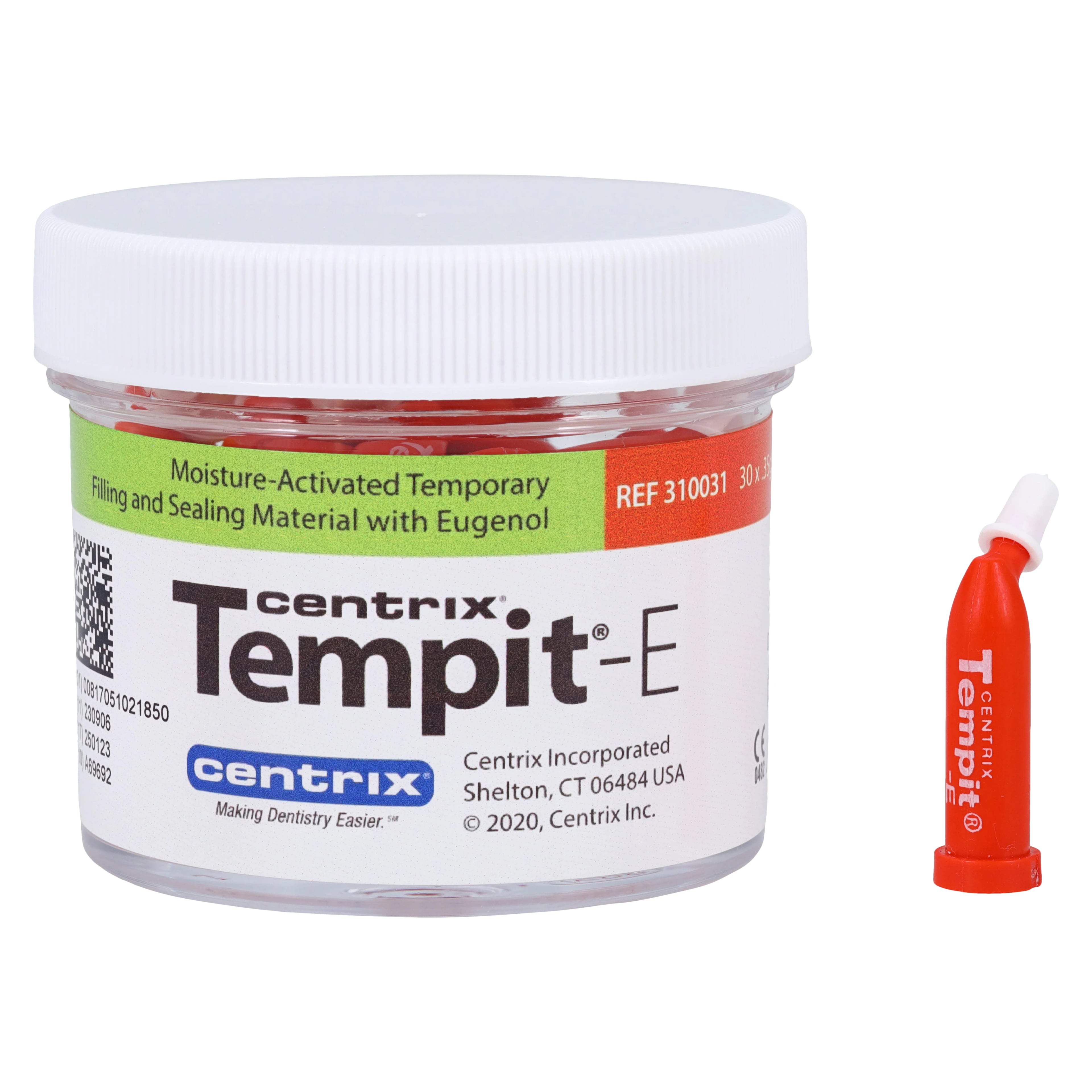 Tempit-E with Eugenol Temporary Filling Material, Prefilled Tips, 0.35g, 30/Pack, 310031
