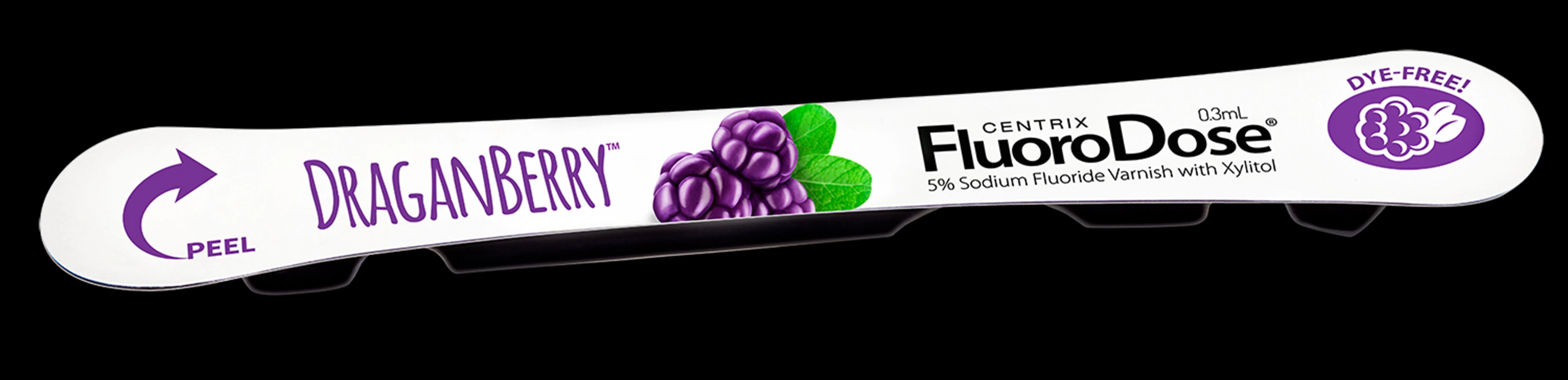 FluoroDose Fluoride Varnish, 5% Sodium Fluoride, DraganBerry Flavor, 0.3 mL Unit Dose with Benda Brush, 600/Pkg, 360141