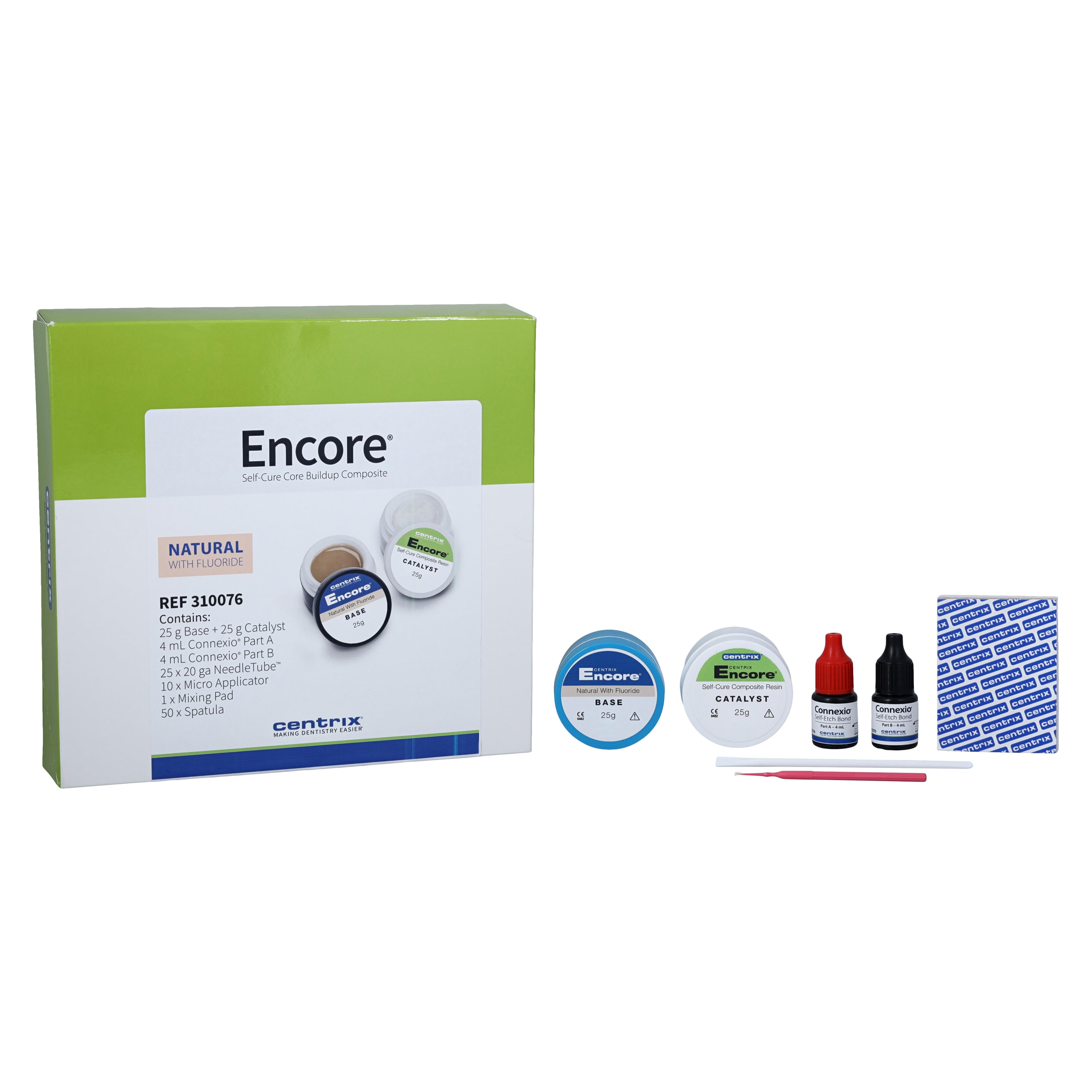 Encore Base & Catalyst Core Build-Up Material with Fluoride, Self-Cure, Kit, 50 g, Natural, 1/Pk, 310076
