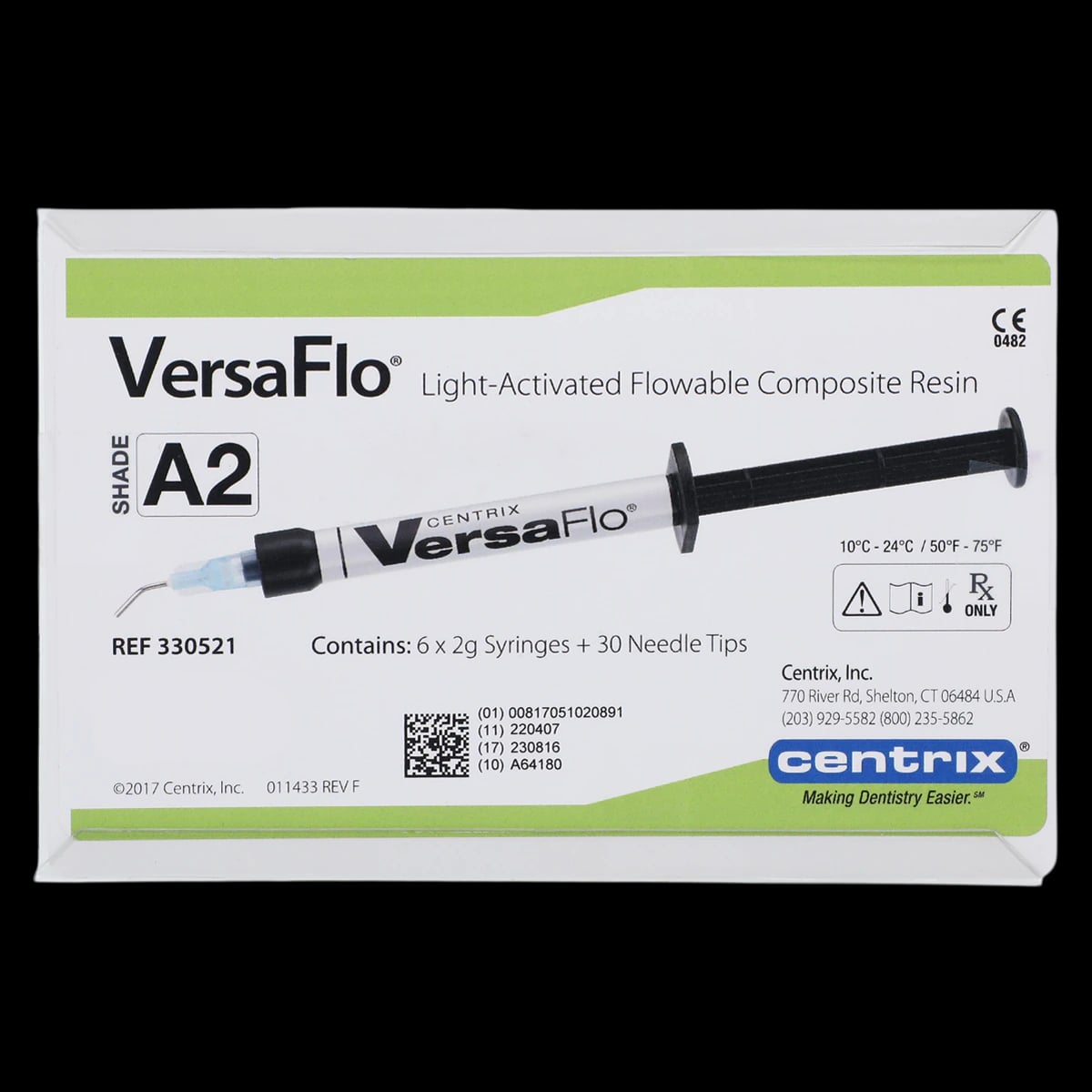VersaFlo Light-Activated Flowable Resin Composite, Syringe Bulk Kit with Tips, 2 g, Shade A2, 6/Pk, 330521