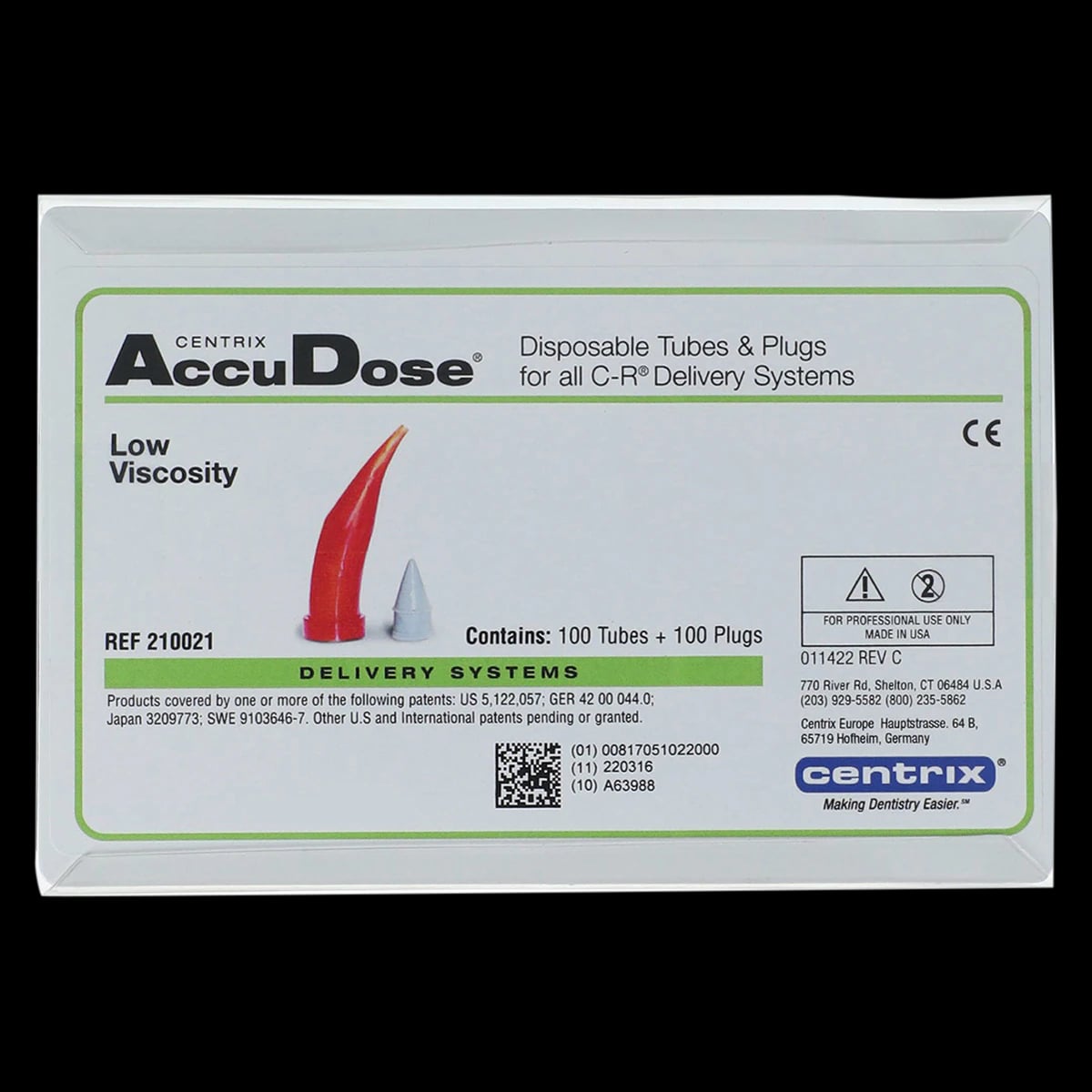 AccuDose Low Viscosity Tubes and Plugs, PhotoBloc Orange, 100/Pk, 210021