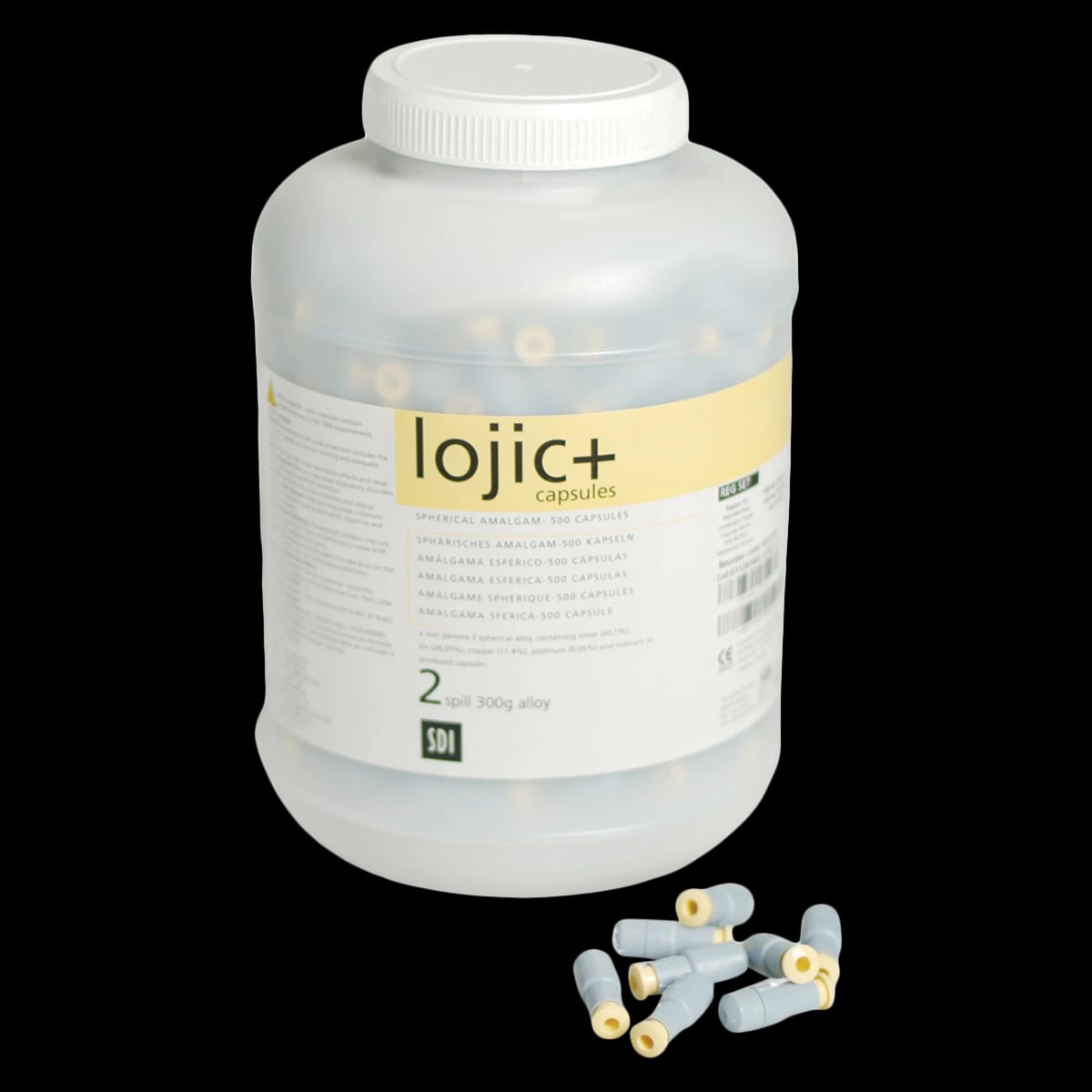 Lojic+ 2-Spill Fast Set Spherical Amalgam Capsules, 600 mg, 500/Jar, 4222202