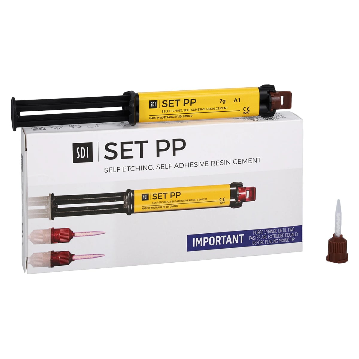 SDI seT PP Resin Cement Automix Syringe Refill, A1 Shade, 7g x 2, Self-Etching Self-Adhesive, 8805101