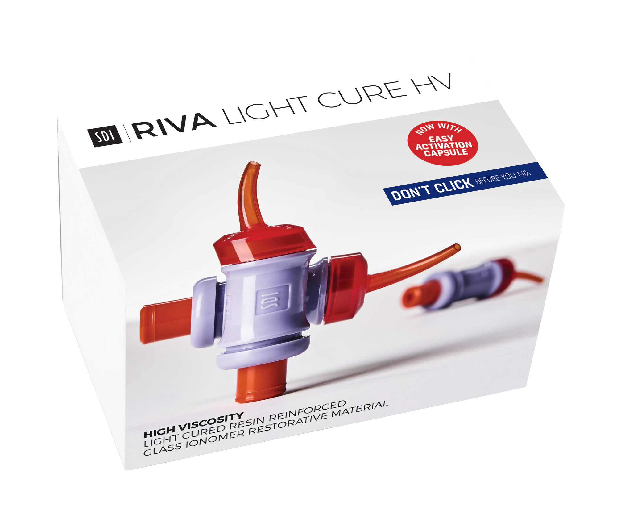 SDI Riva Light Cure HV Glass Ionomer Restorative Capsules, Shade A1, High Viscosity, 50/Box, 8730001
