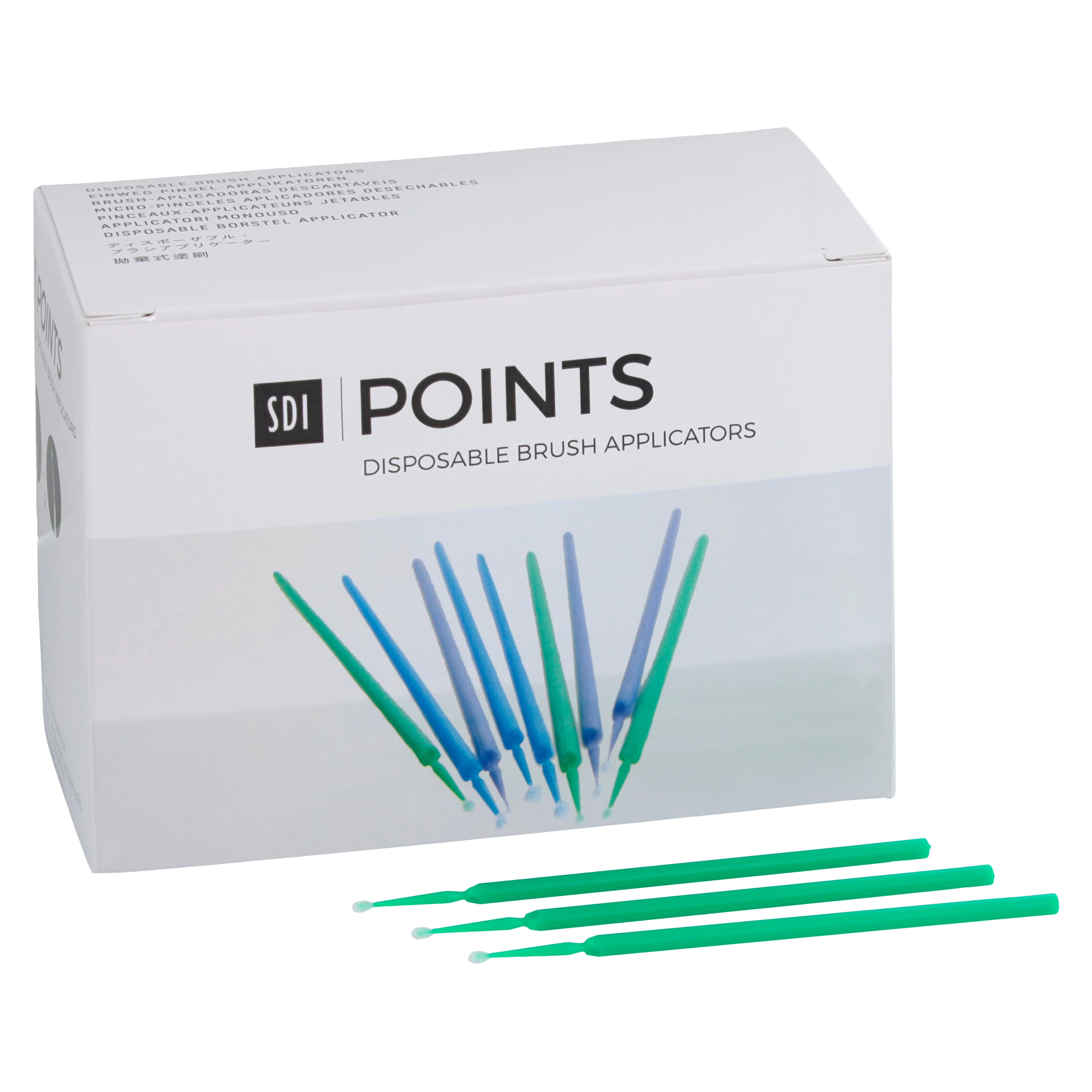 SDI Points Disposable Brush Applicators, Fine, Dark Green, Bendable, 400/Pk, 8100116