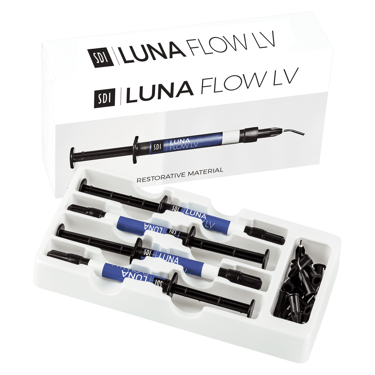 Luna Flow LV Flowable Composite Syringe Intro Kit, 2g, Shades A2 & A3, 4 Syringes + 20 Tips, 8566225