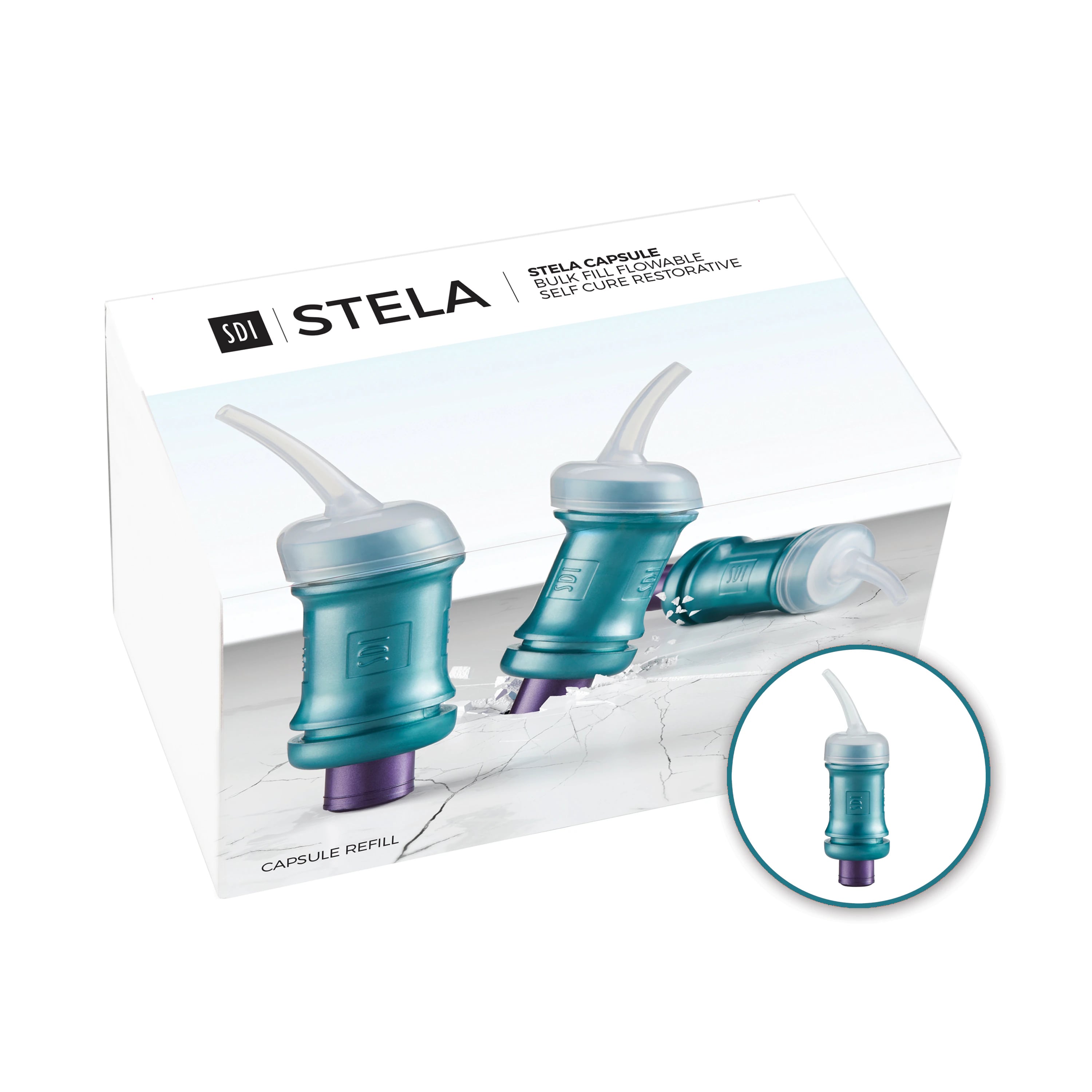 Stela Bulk Fill Flowable Self-Cure Restorative Capsule Refill, Universal Shade, 0.54g, 50/Pkg, 8640003